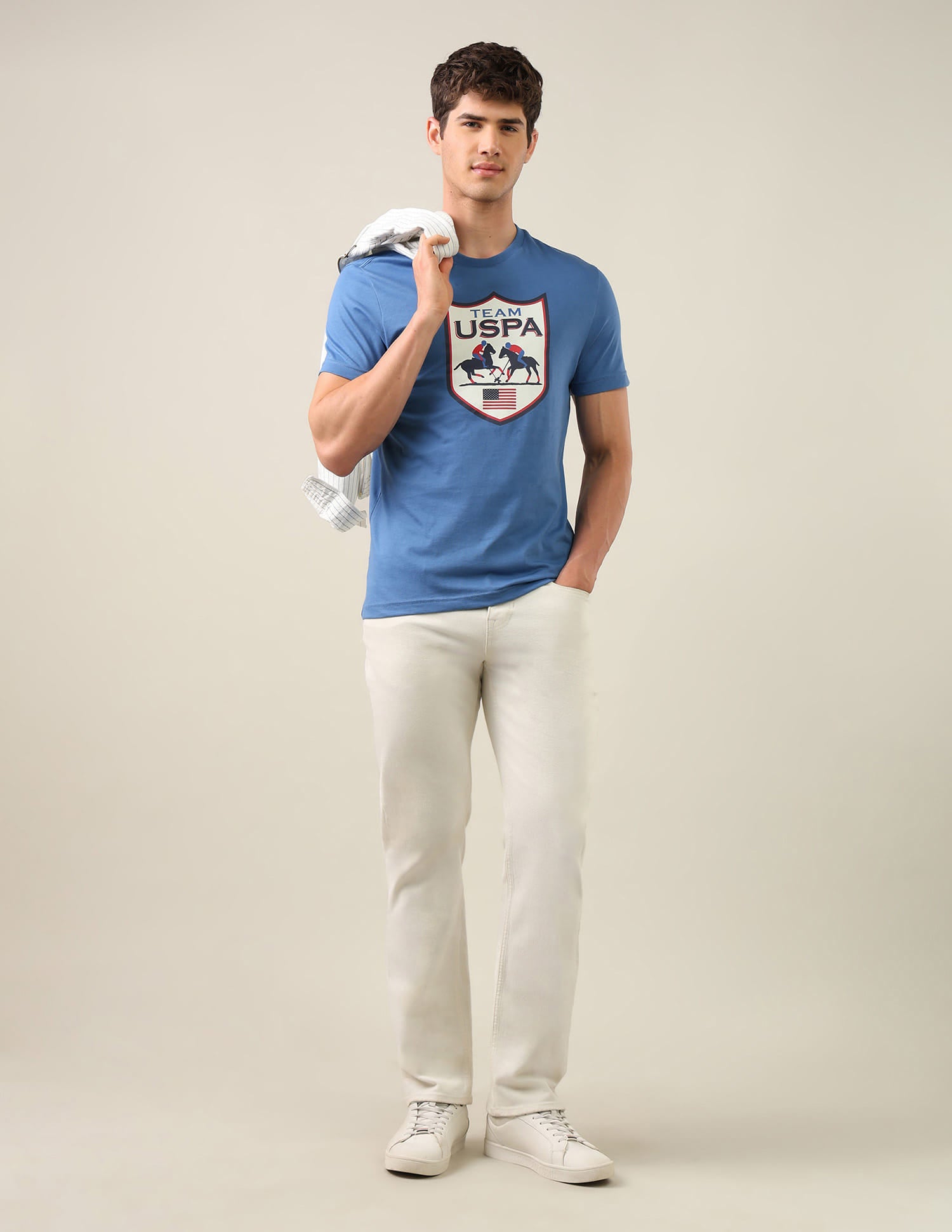 Graphic Brand Printed Regular Fit T-Shirt Blue - U.S. Polo Assn. India | Large