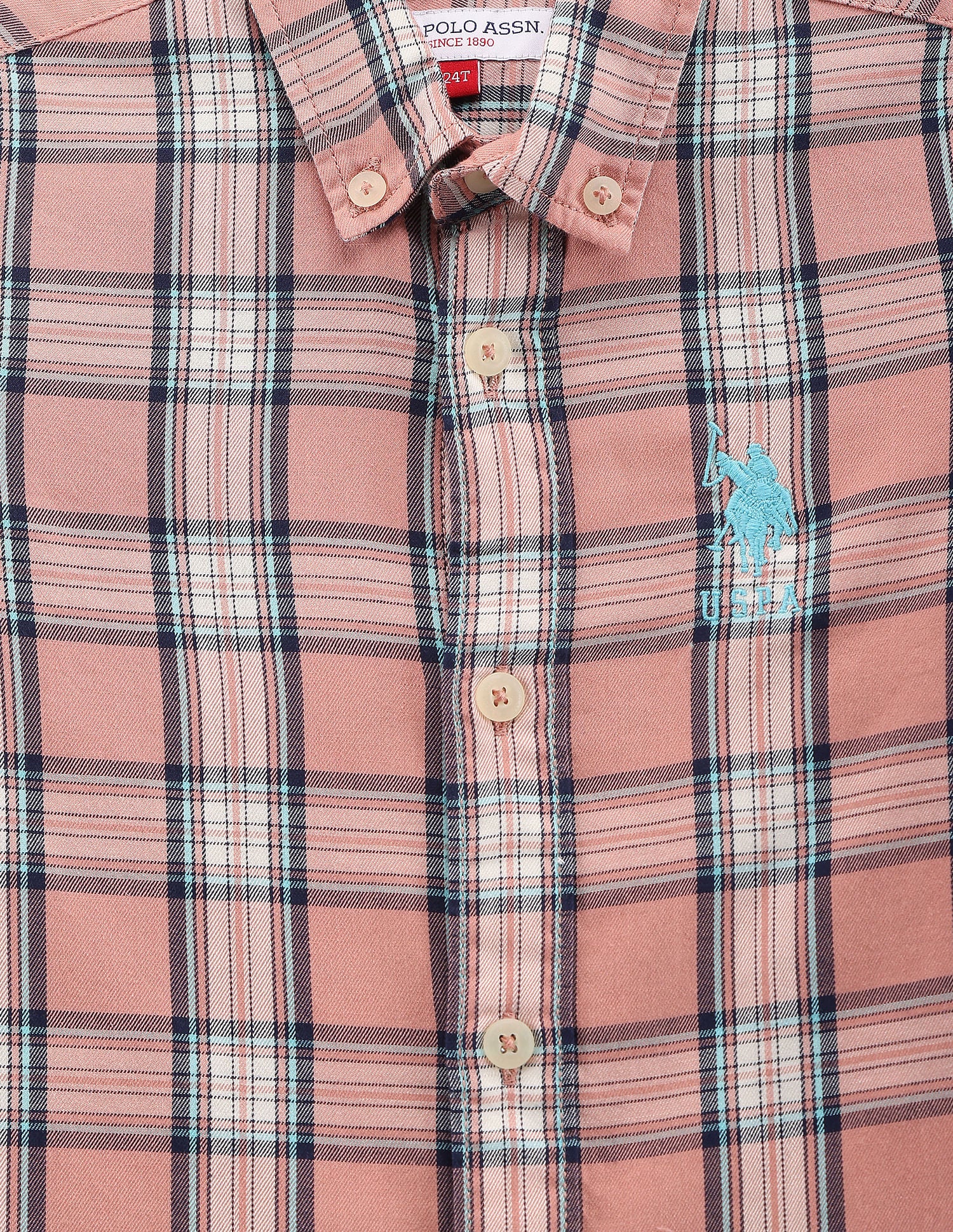 Boys Button Collar Tartan Shirt Pink - U.S. POLO ASSN. | Large