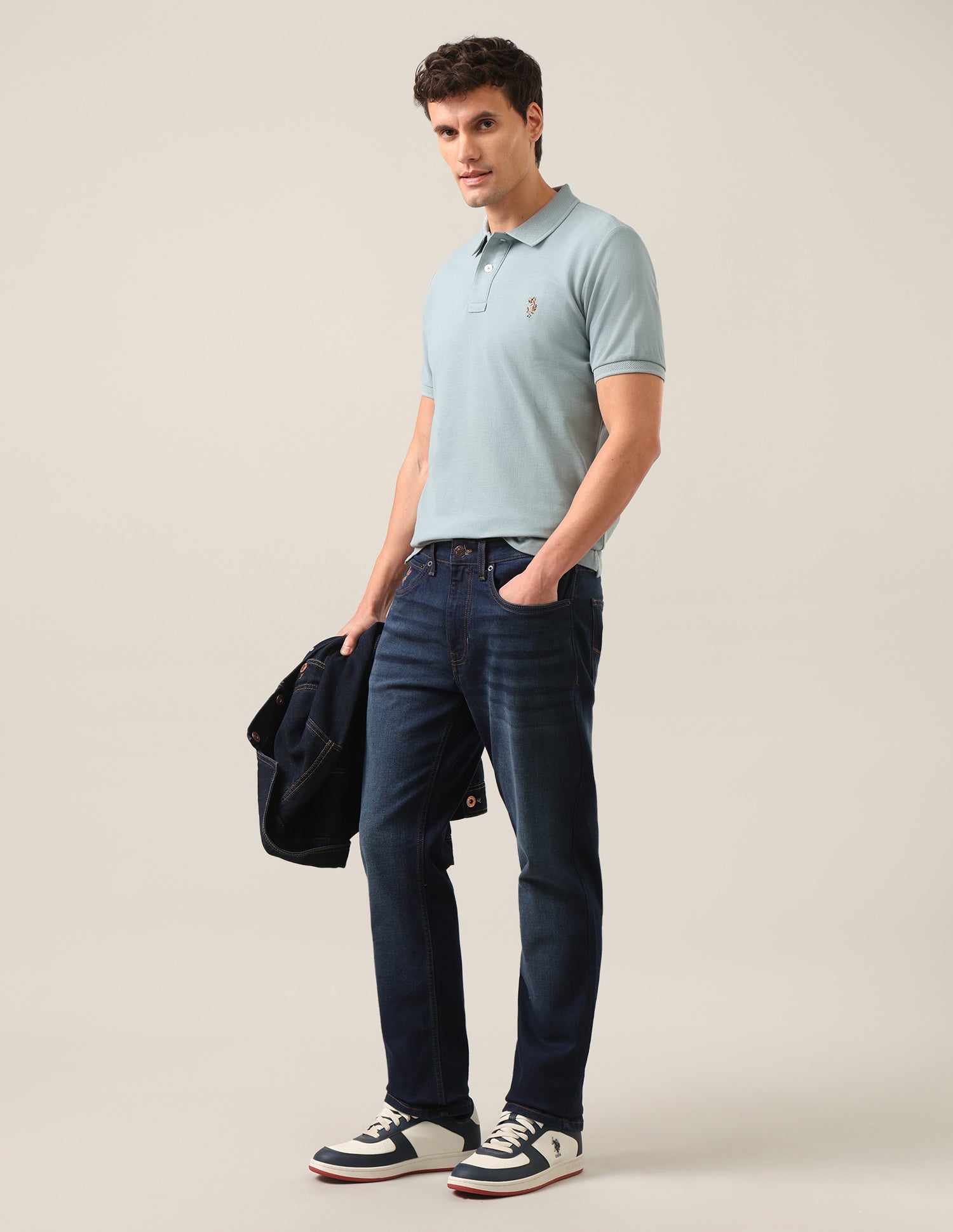 Solid Slim Fit Polo Shirt Aqua - U.S. Polo Assn. India | Large
