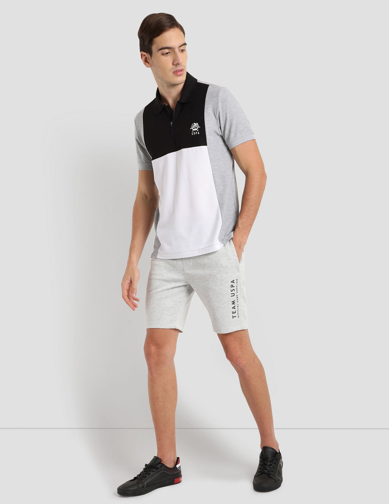 Panelled Sport Polo Shirt Grey - U.S. Polo Assn. India | Large