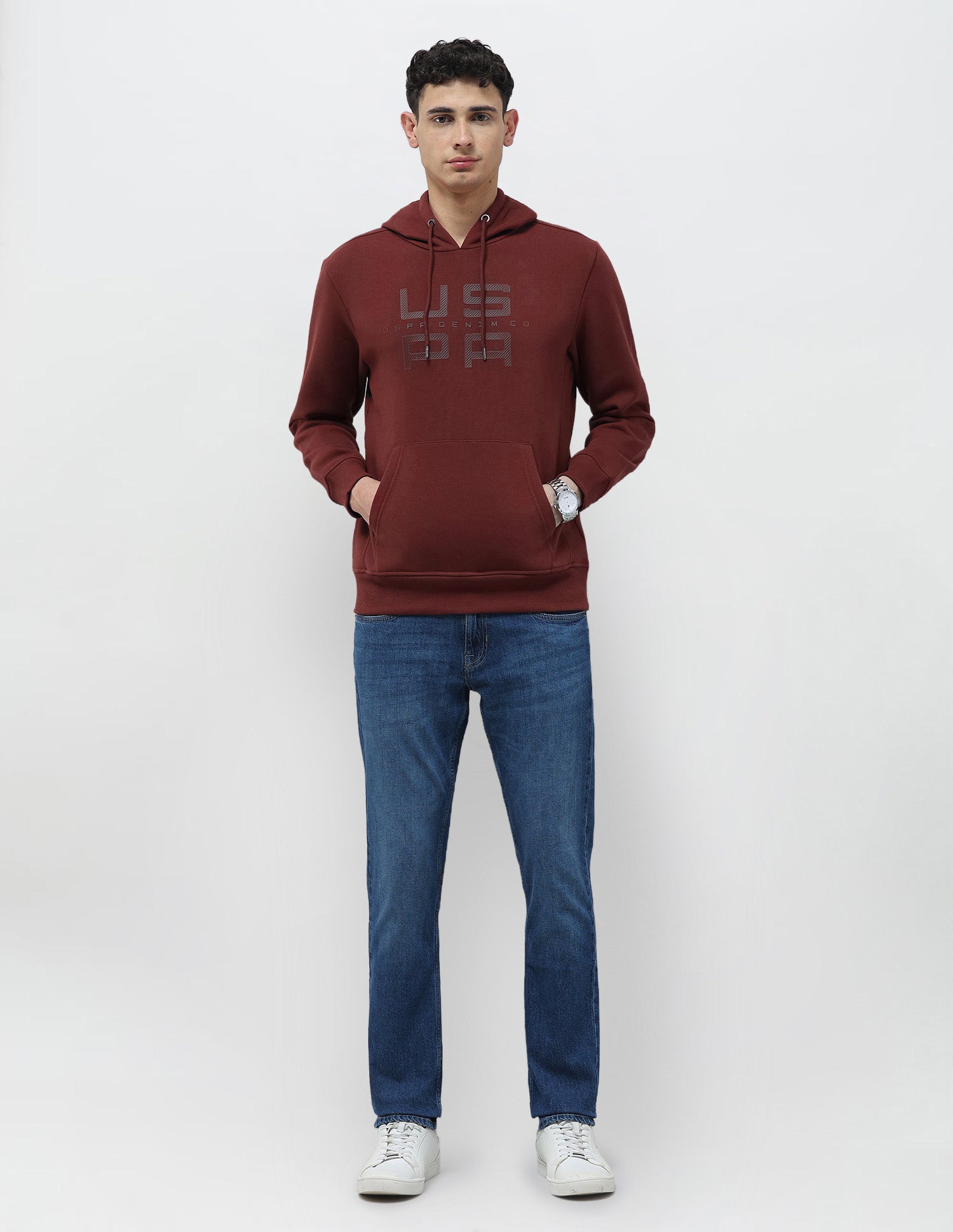 Brand Embossed Regular Fit Sweatshirt Stone - U.S. POLO ASSN. | Large