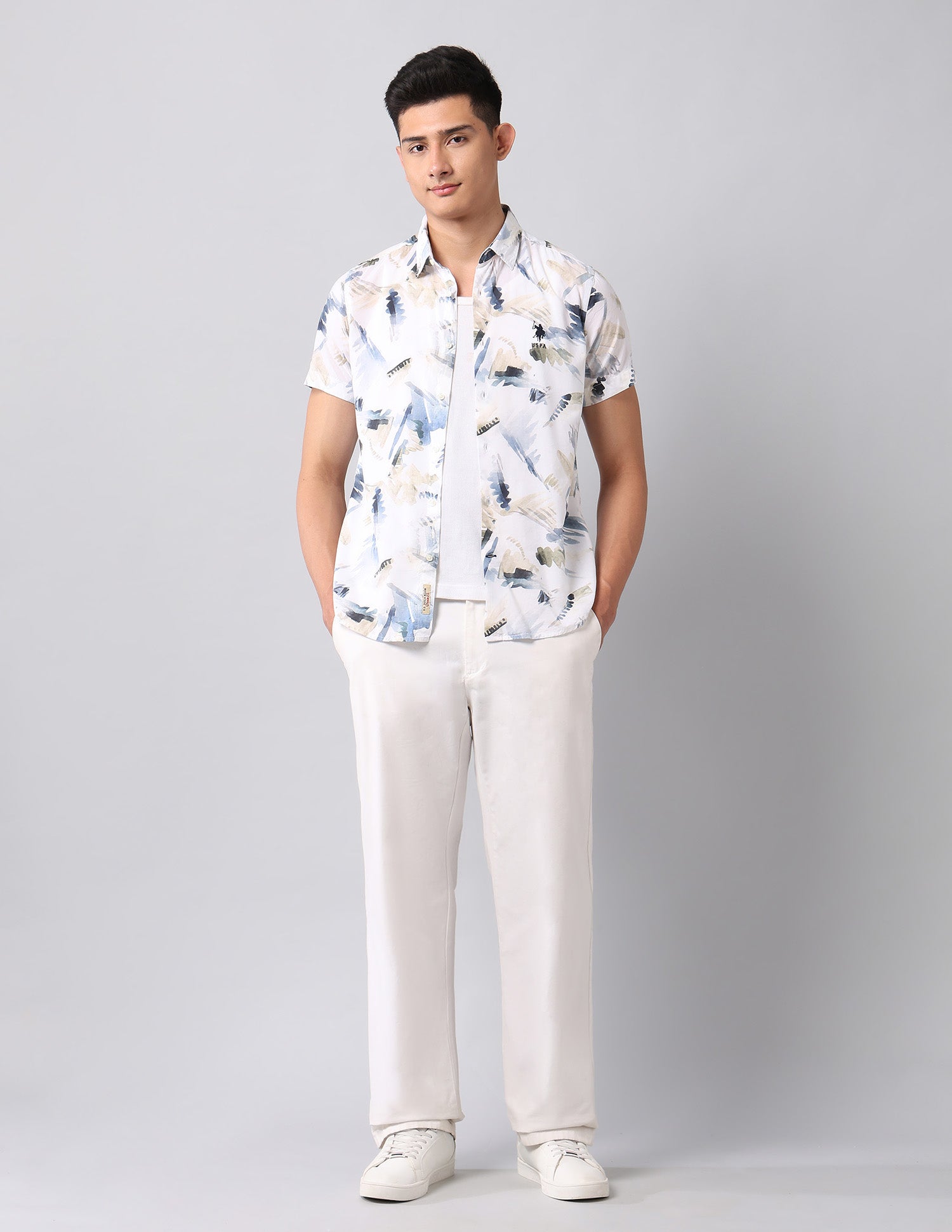Abstract Printed Regular Fit Shirt Blue - U.S. Polo Assn. India | Large
