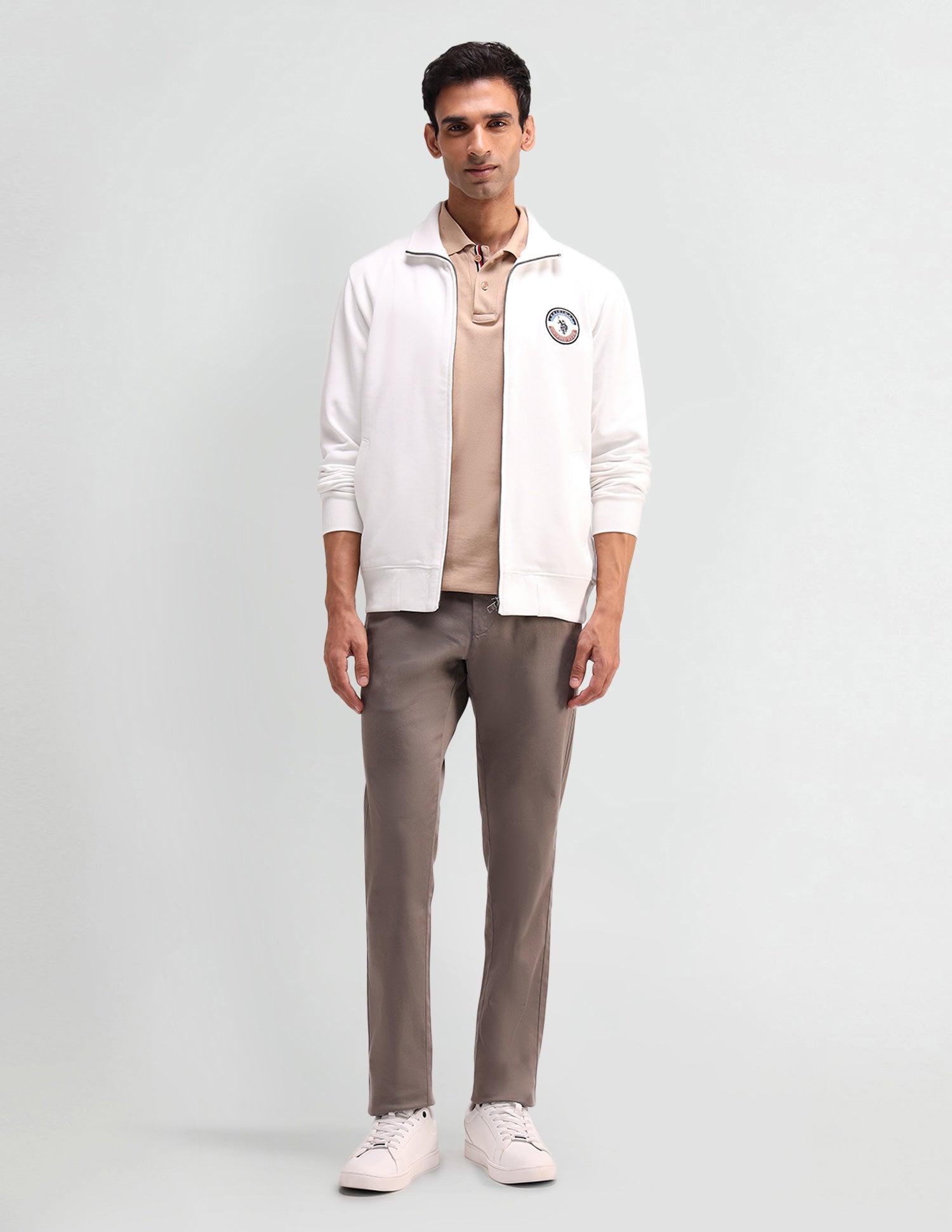 Solid High Neck Sweatshirt Ivory - U.S. Polo Assn. India | Large