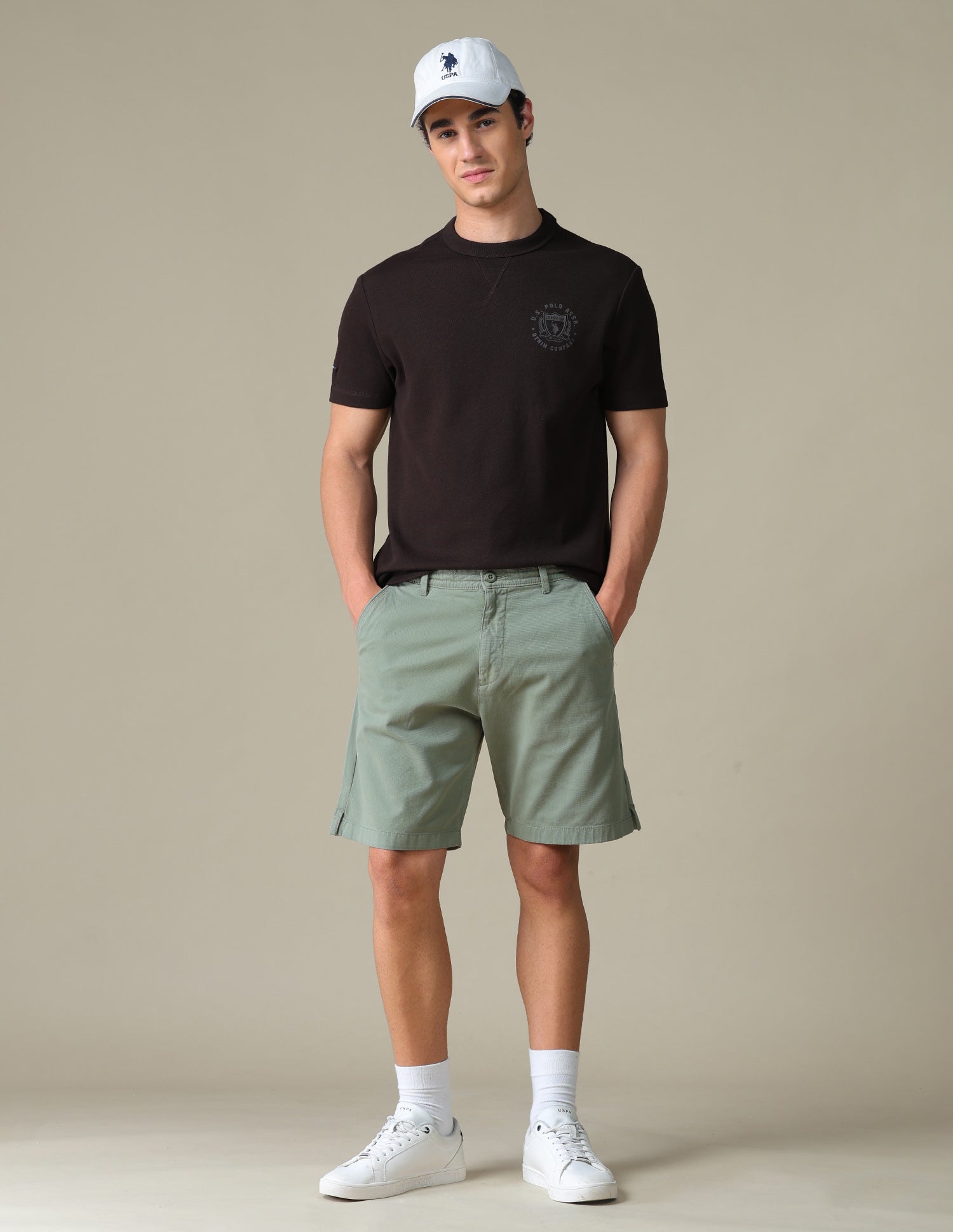 Solid Slim Fit T-Shirt Dark Brown - U.S. Polo Assn. India | Large