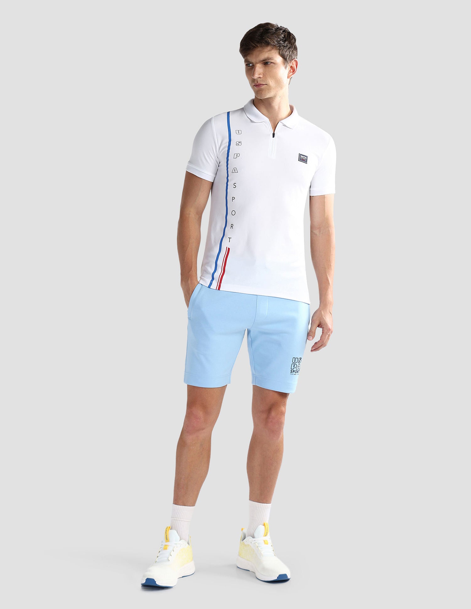 Slim Zipper Polo Shirt White - U.S. Polo Assn. India | Large
