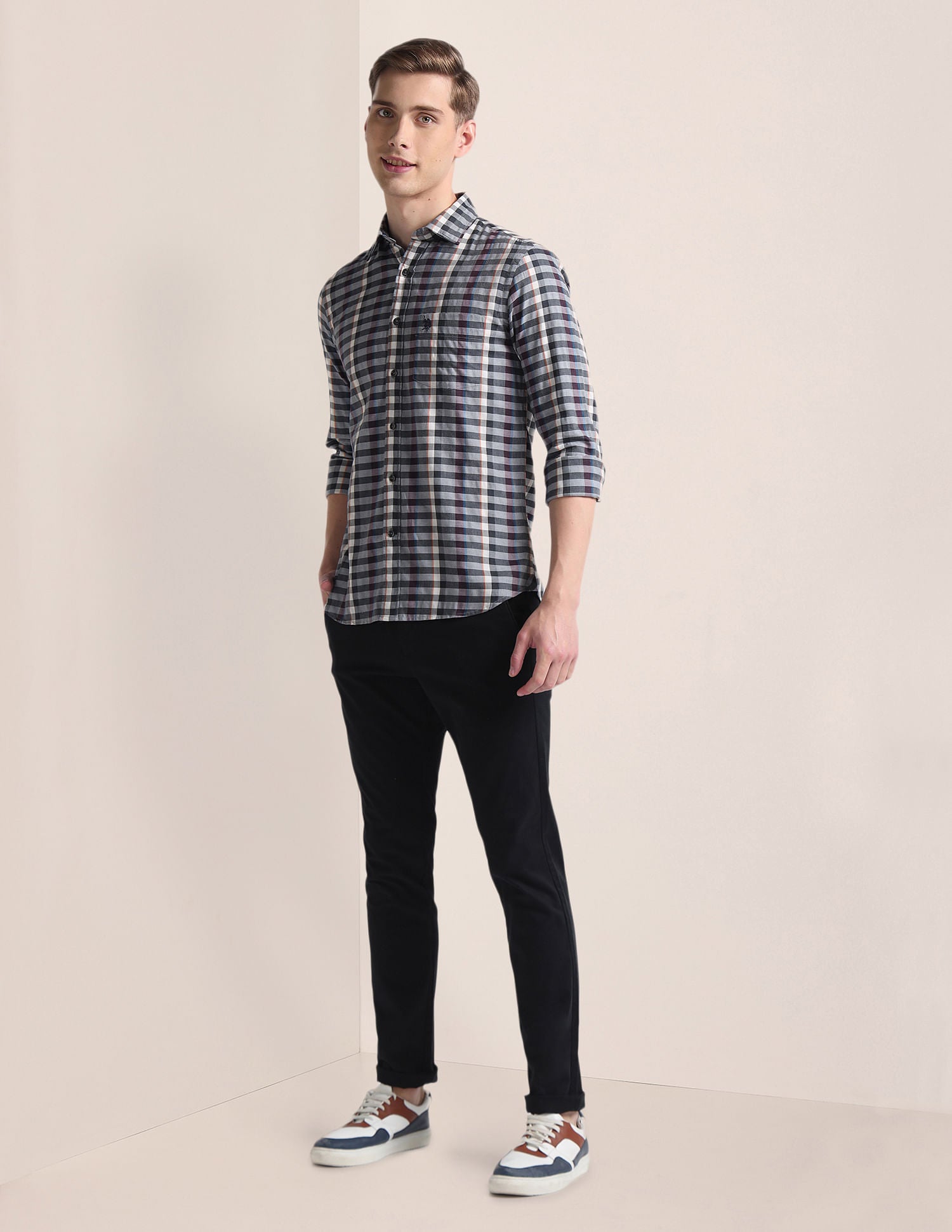 Twill Tailored Fit Shirt Grey - U.S. Polo Assn. India | Large