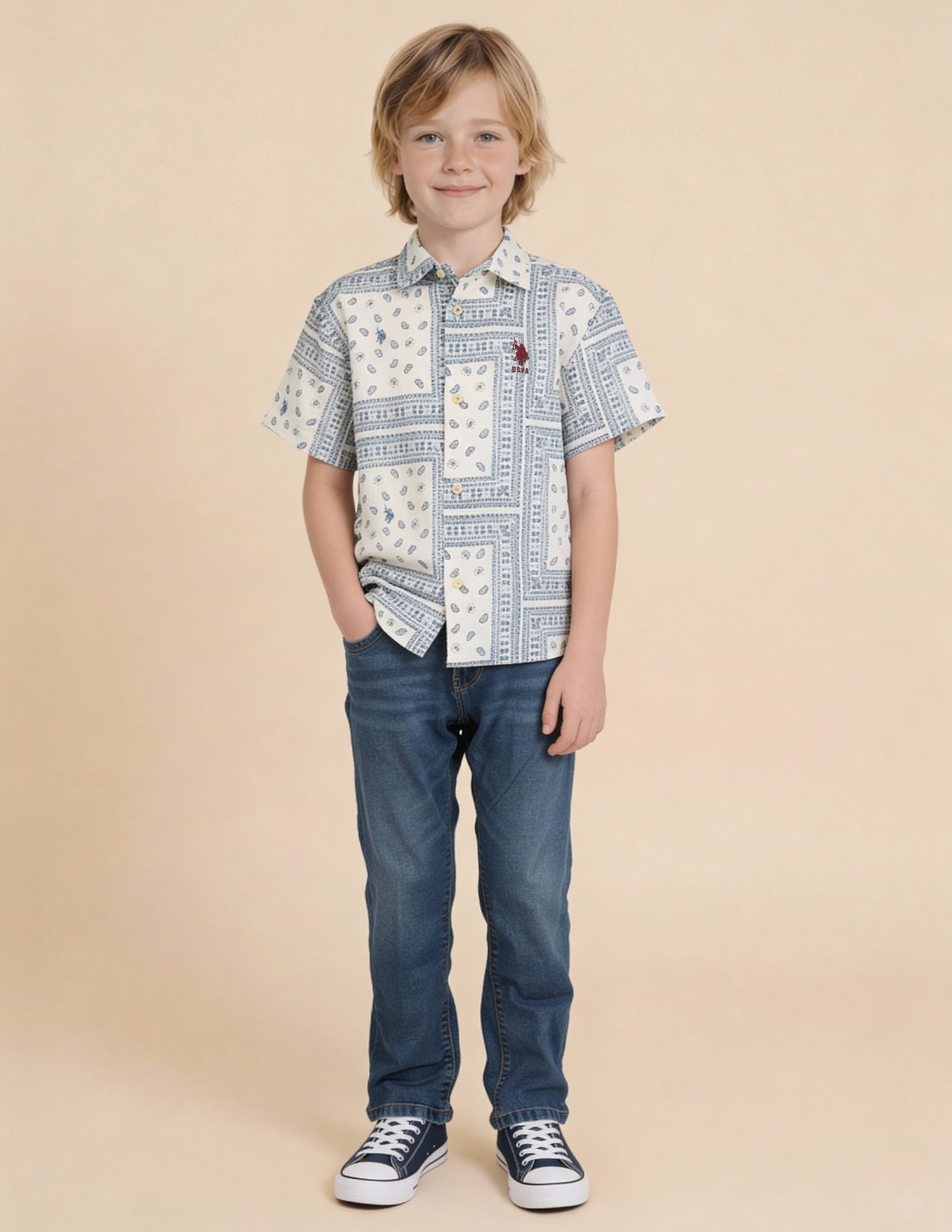 Paisley Printed Dobby Shirt Blue - U.S. Polo Assn. India | Large