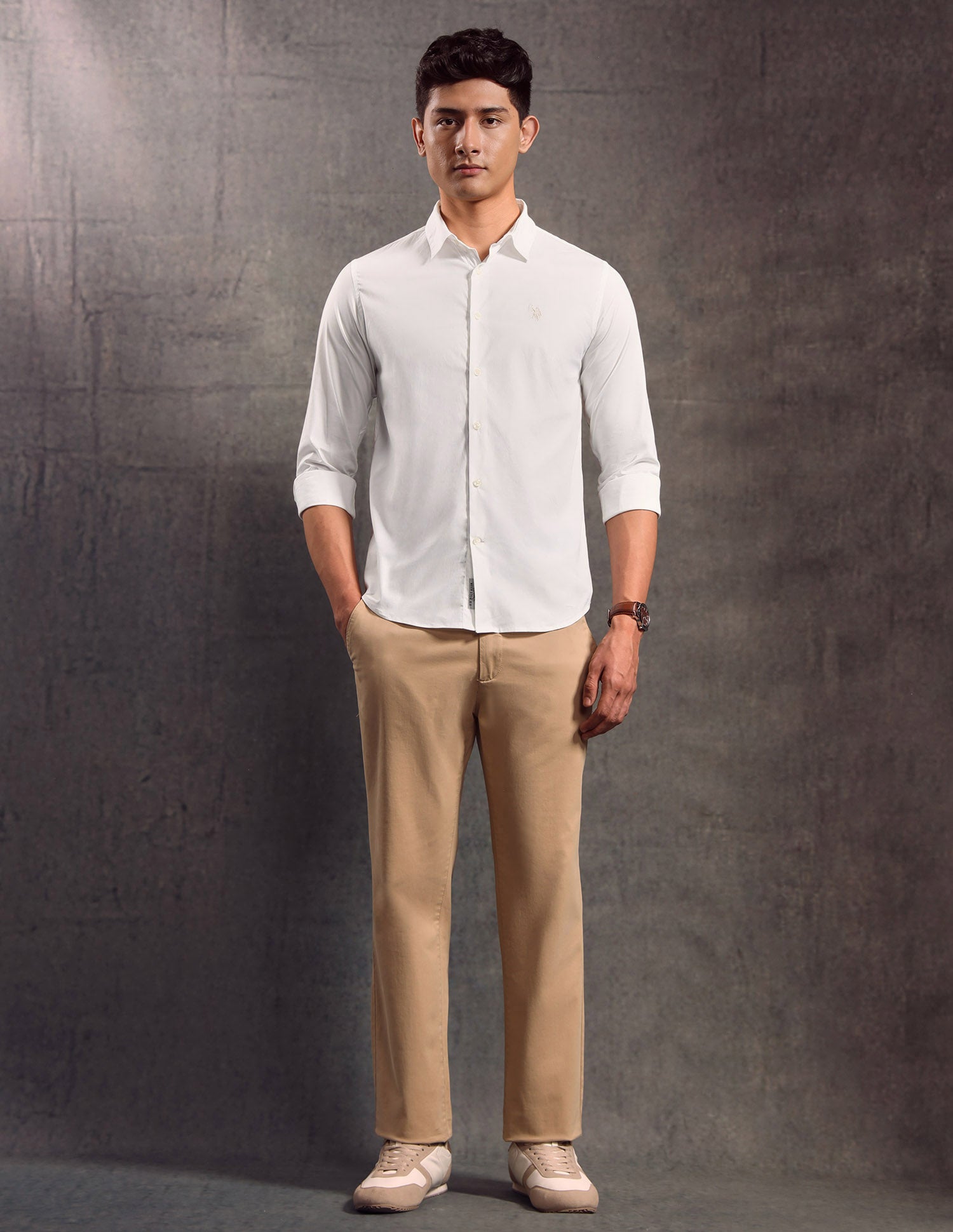 Poplin Slim Fit Shirt White - U.S. POLO ASSN. | Large