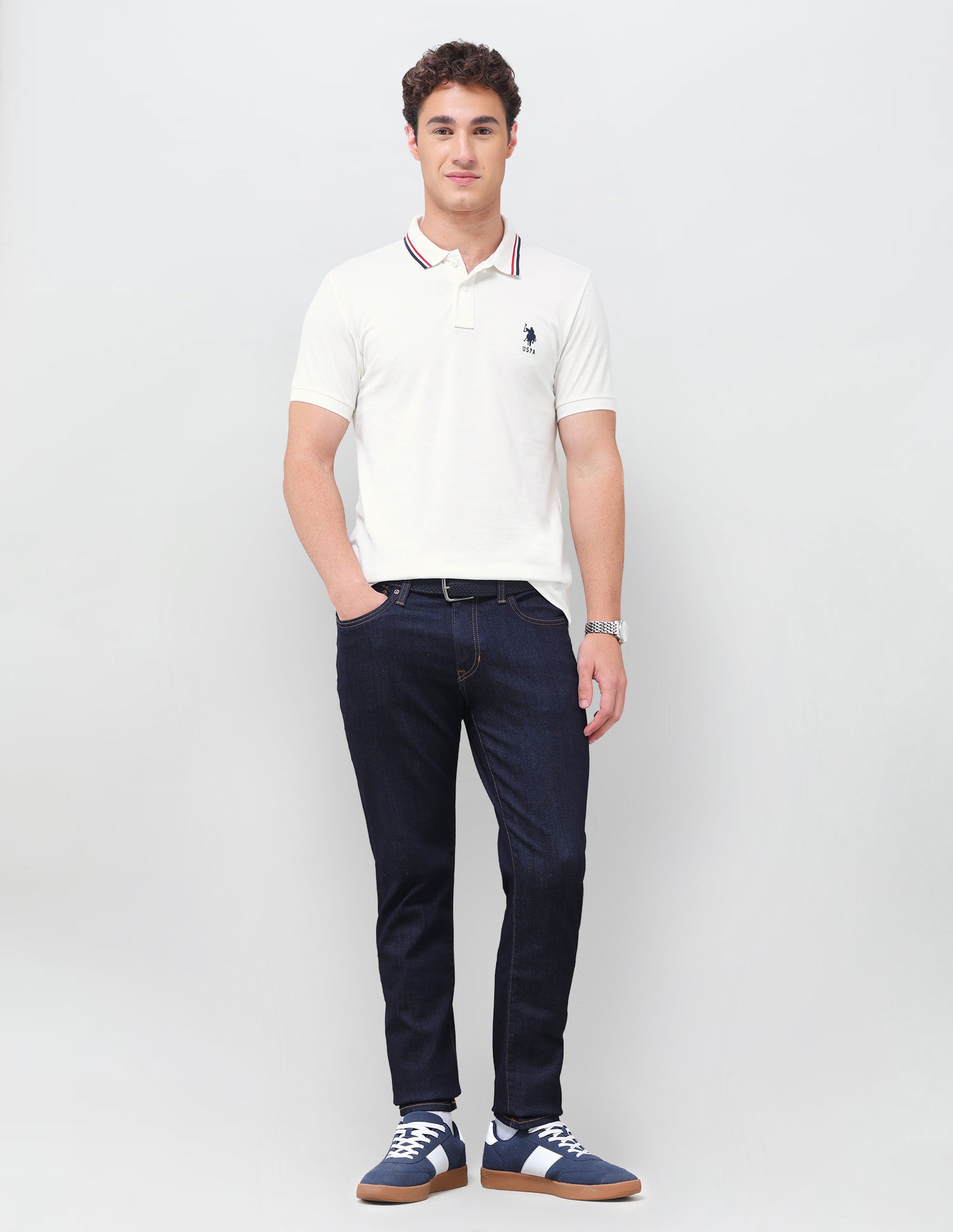 Solid Regular Fit Polo Shirt Off White - U.S. Polo Assn. India | Large