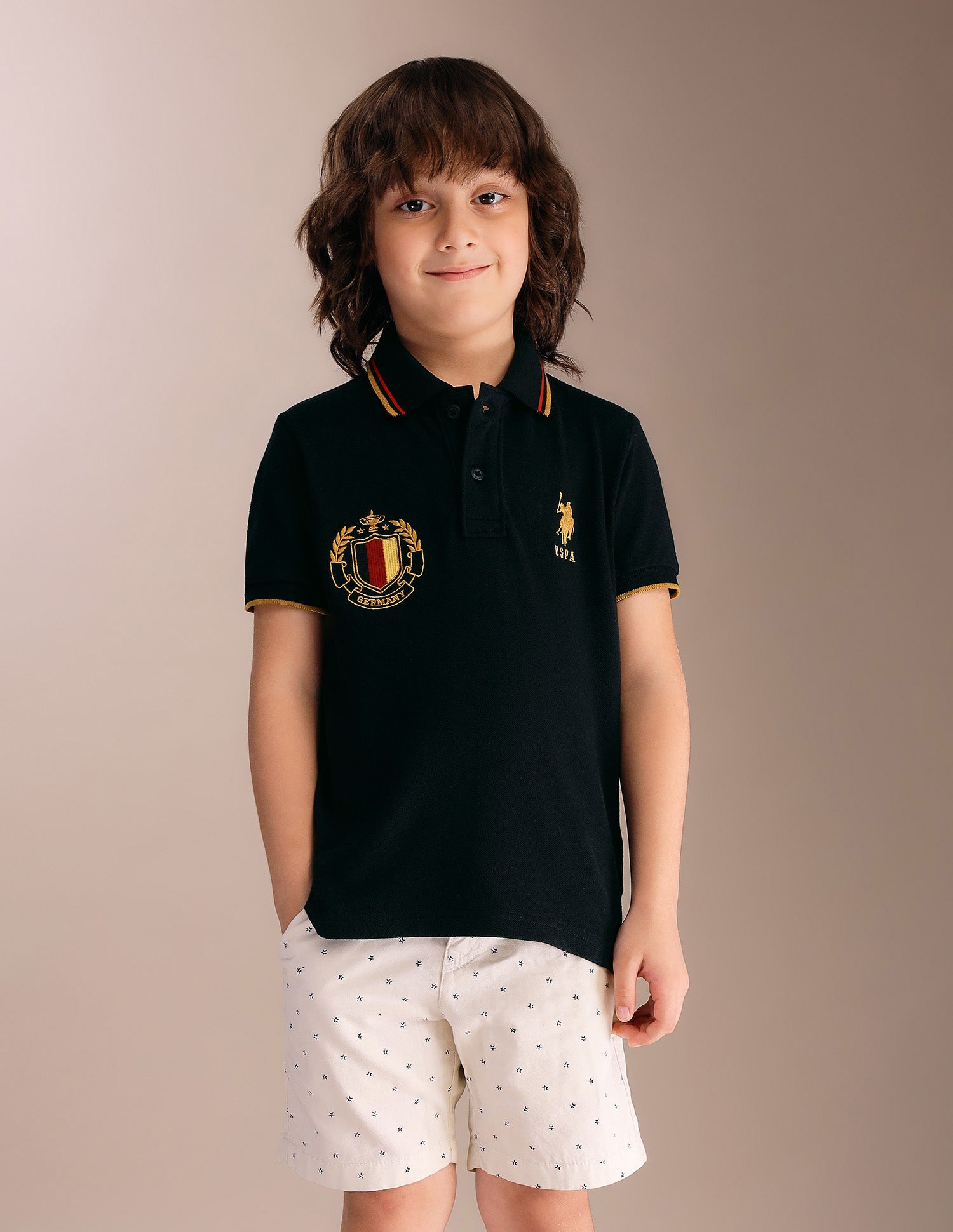 Boys Appliqued Regular Fit Polo Shirt Black - U.S. POLO ASSN. | Large