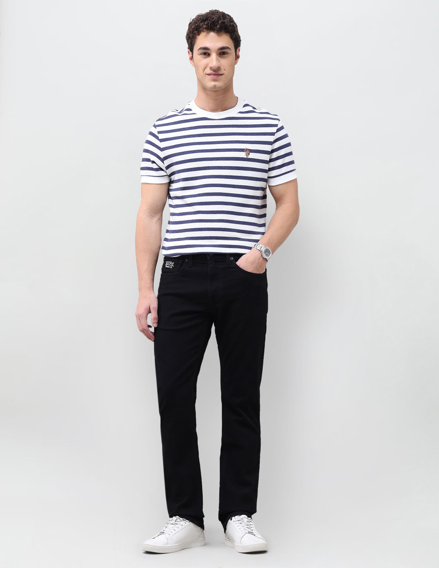 Solid Slim Straight Fit Jeans Grey - U.S. Polo Assn. India | Large