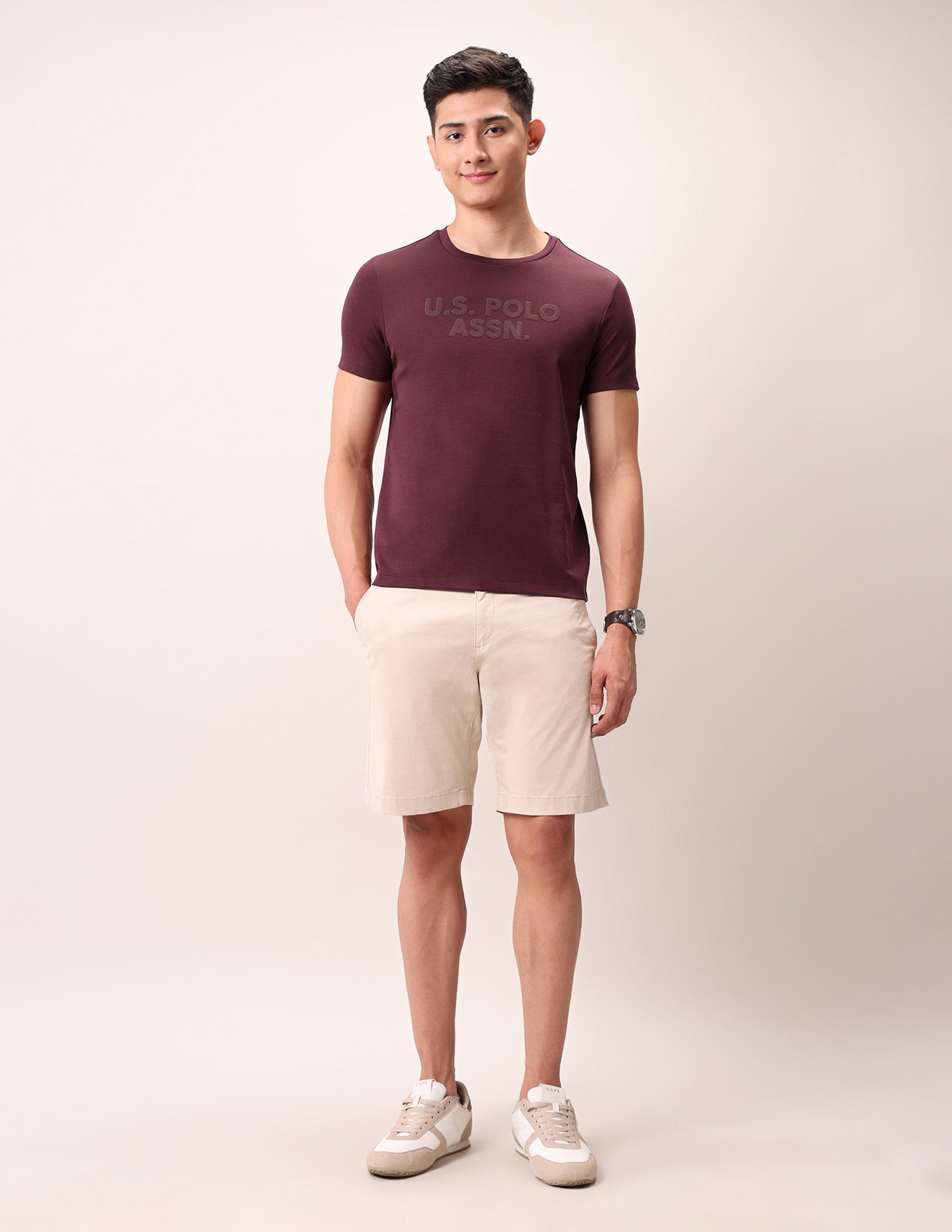 Brand Embossed Outdoor T-Shirt Maroon - U.S. Polo Assn. India | Large