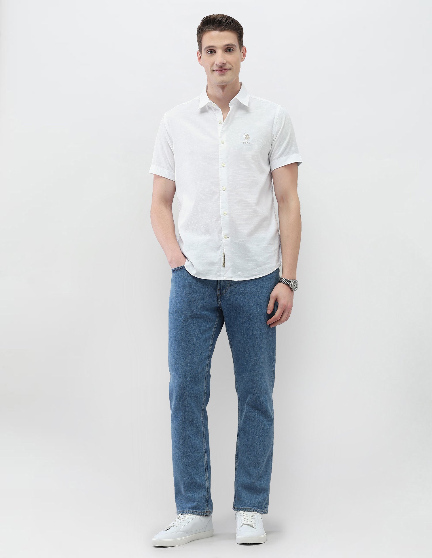 Motel On The Coast Regular Fit Shirt White - U.S. Polo Assn. India | Large