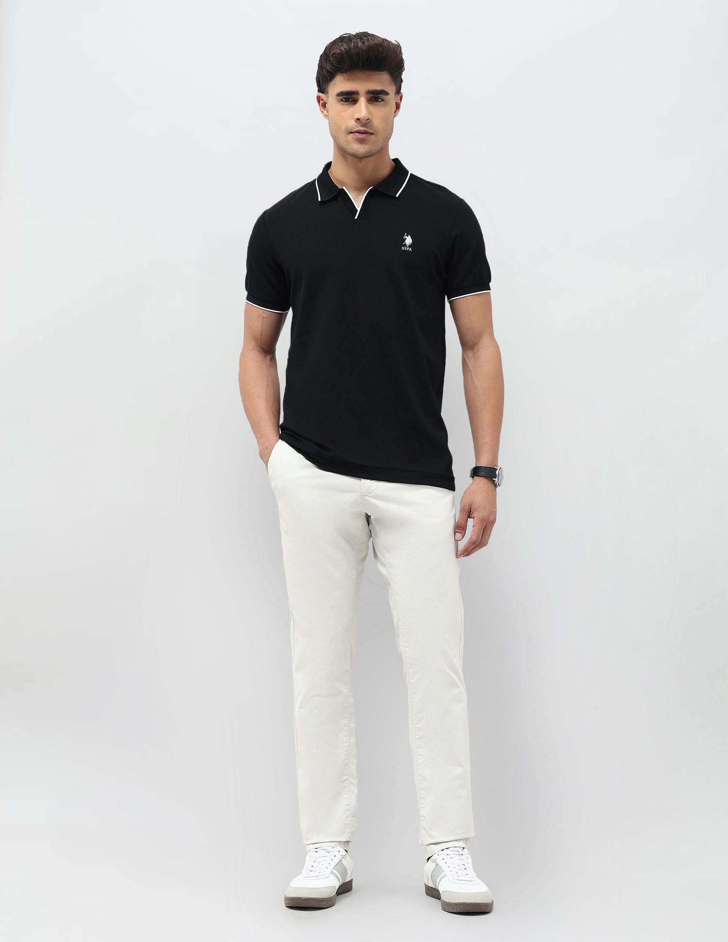 Solid Regular Fit Polo Shirt Black - U.S. POLO ASSN. | Large