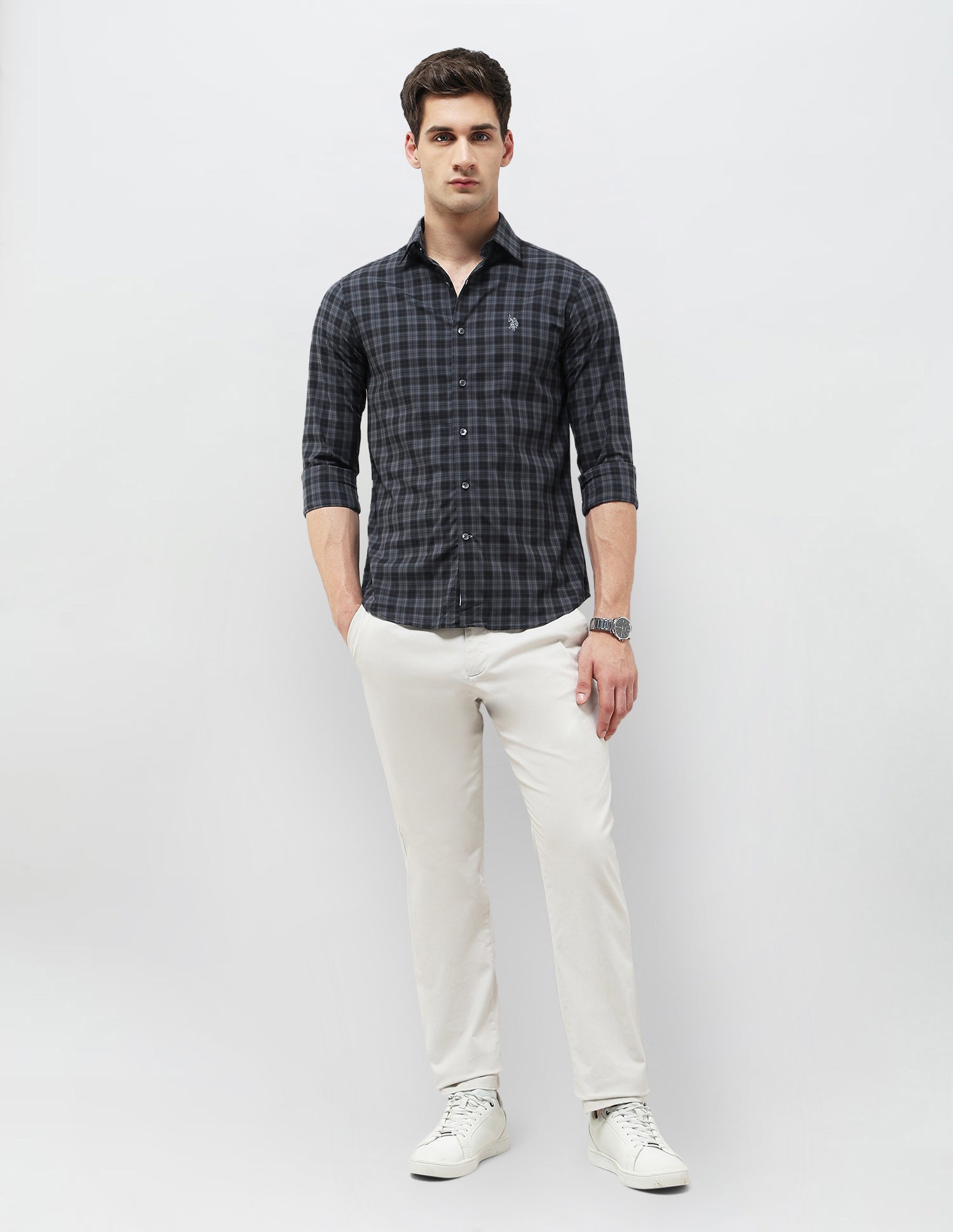 Regular Fit Tartan Checked Shirt Dark Grey - U.S. POLO ASSN. | Large