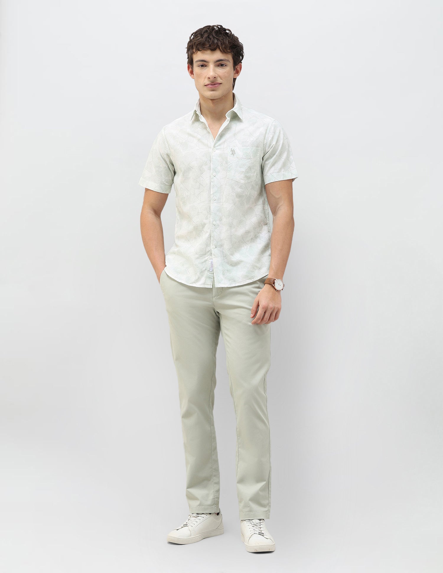 Casa De Campo All-Over Printed Shirt Light Green - U.S. Polo Assn. India | Large