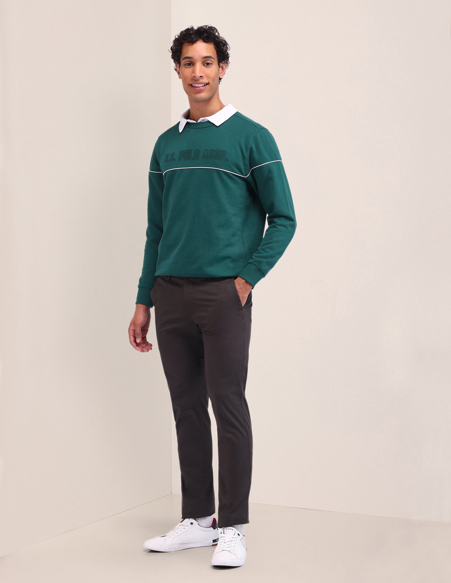 Brand Printed Regular Fit Sweatshirt Dark Green - U.S. Polo Assn. India | Large