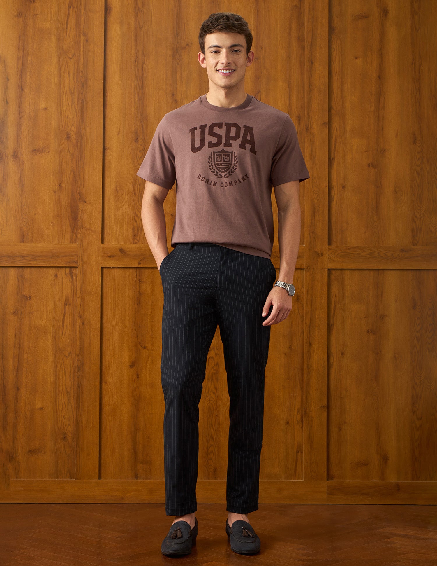 Brand Printed Relaxed Fit T-Shirt Peach - U.S. Polo Assn. India | Large