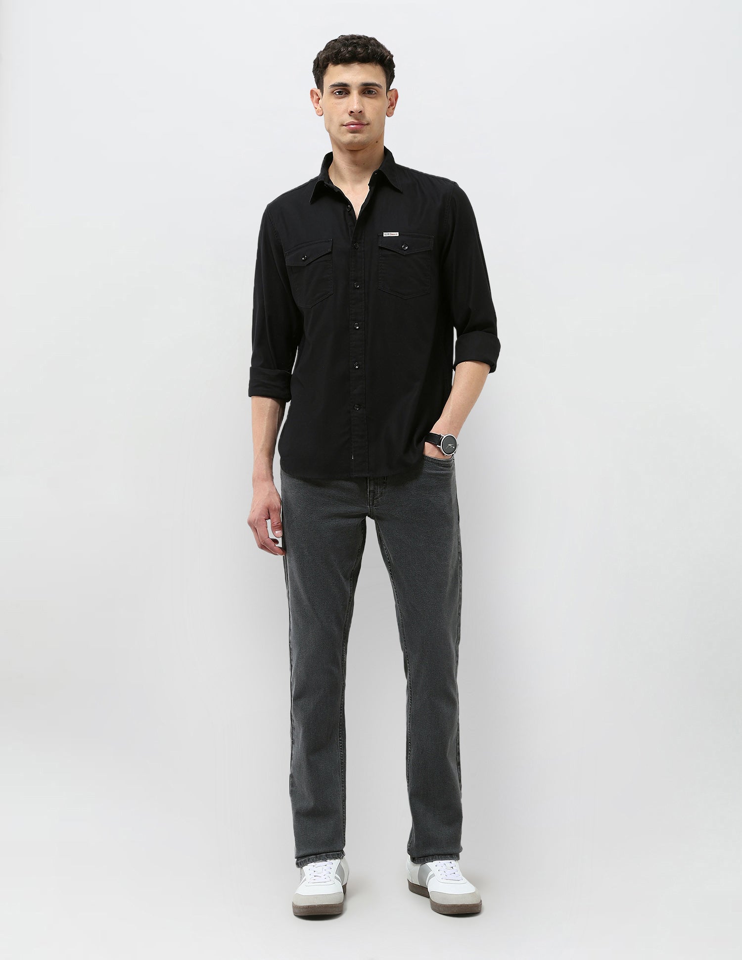 Twill Solid Regular Fit Shirt Black - U.S. POLO ASSN. | Large