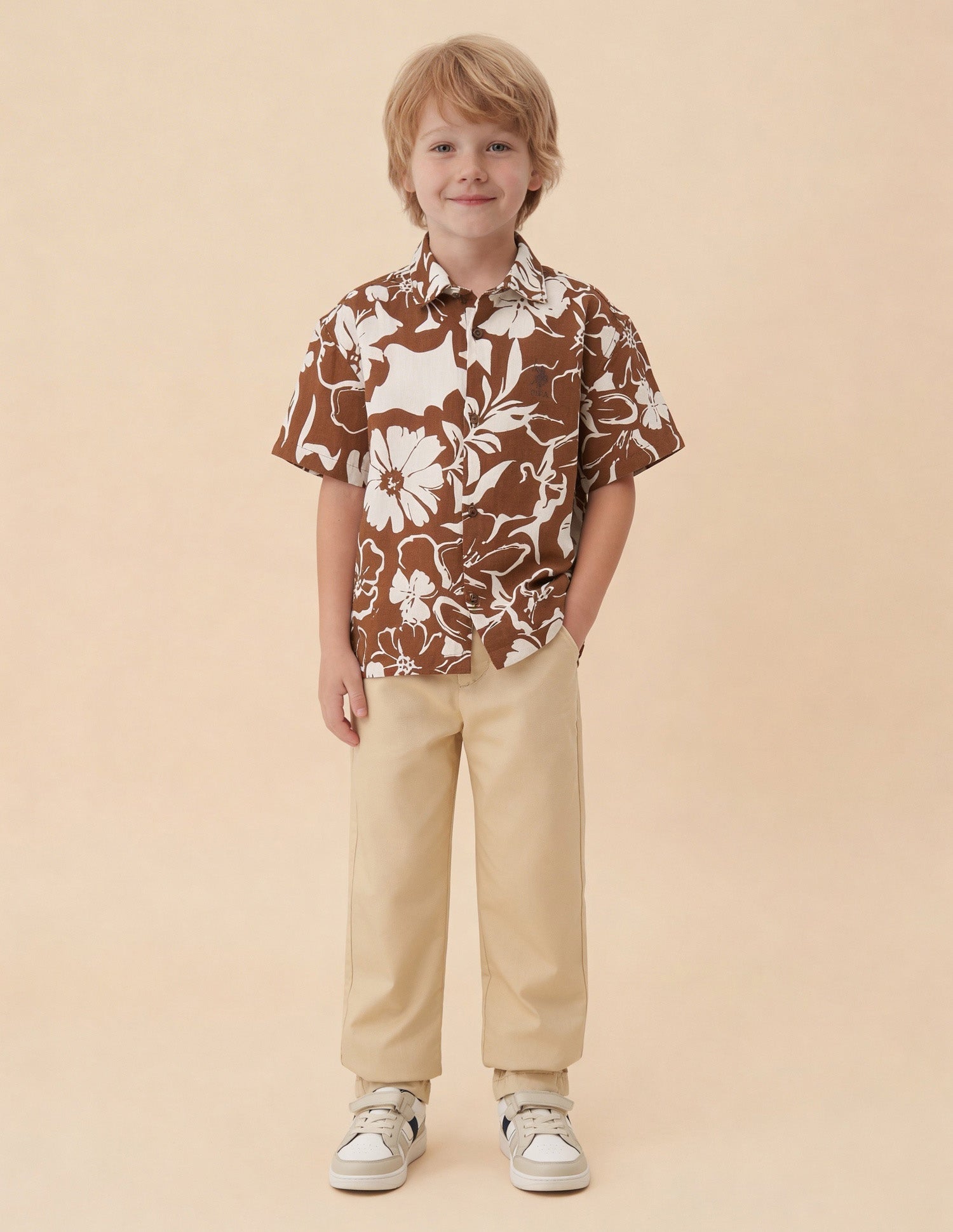 Floral Printed Boxy Fit Shirt Brown - U.S. Polo Assn. India | Large