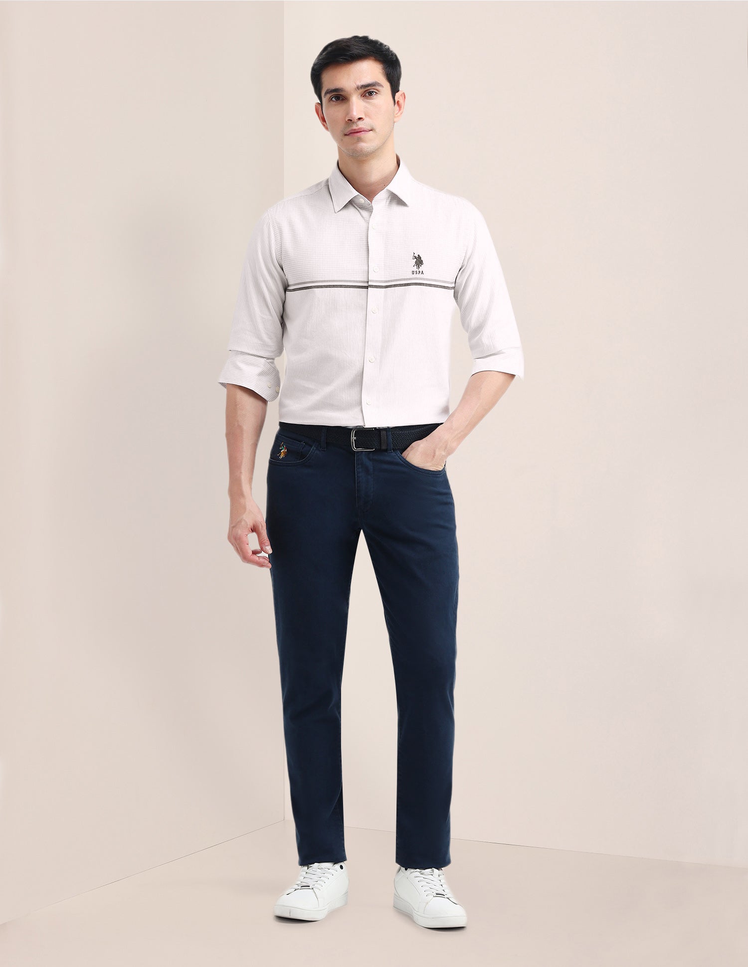 Vertical Striped Tailored Fit Shirt Grey - U.S. POLO ASSN. | Large