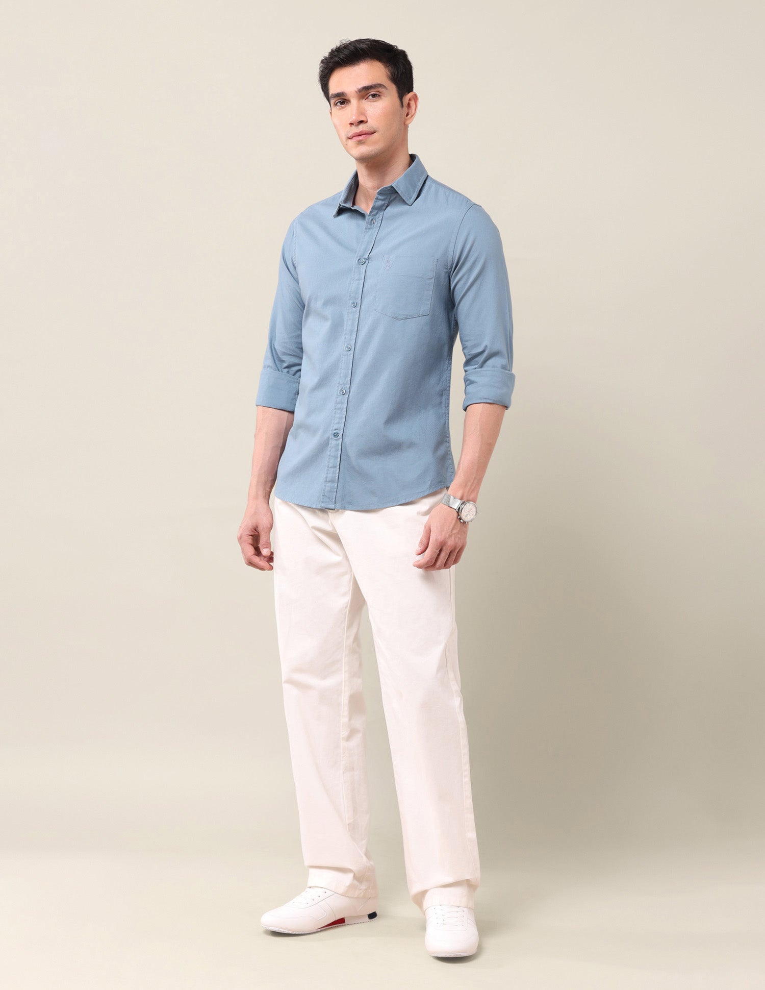 Solid Oxford Shirt Medium Blue - U.S. POLO ASSN. | Large