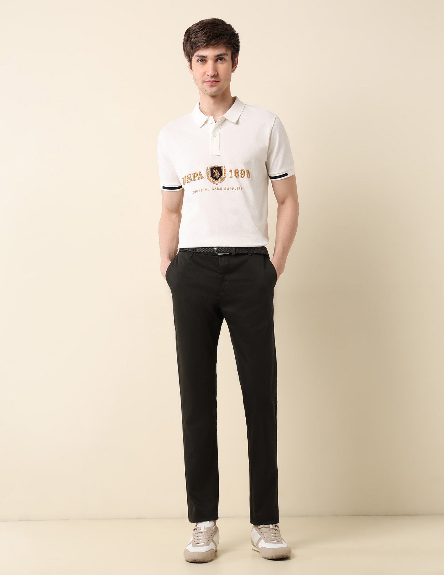 Slim Fit Mid Rise Trousers Choco Brown - U.S. Polo Assn. India | Large
