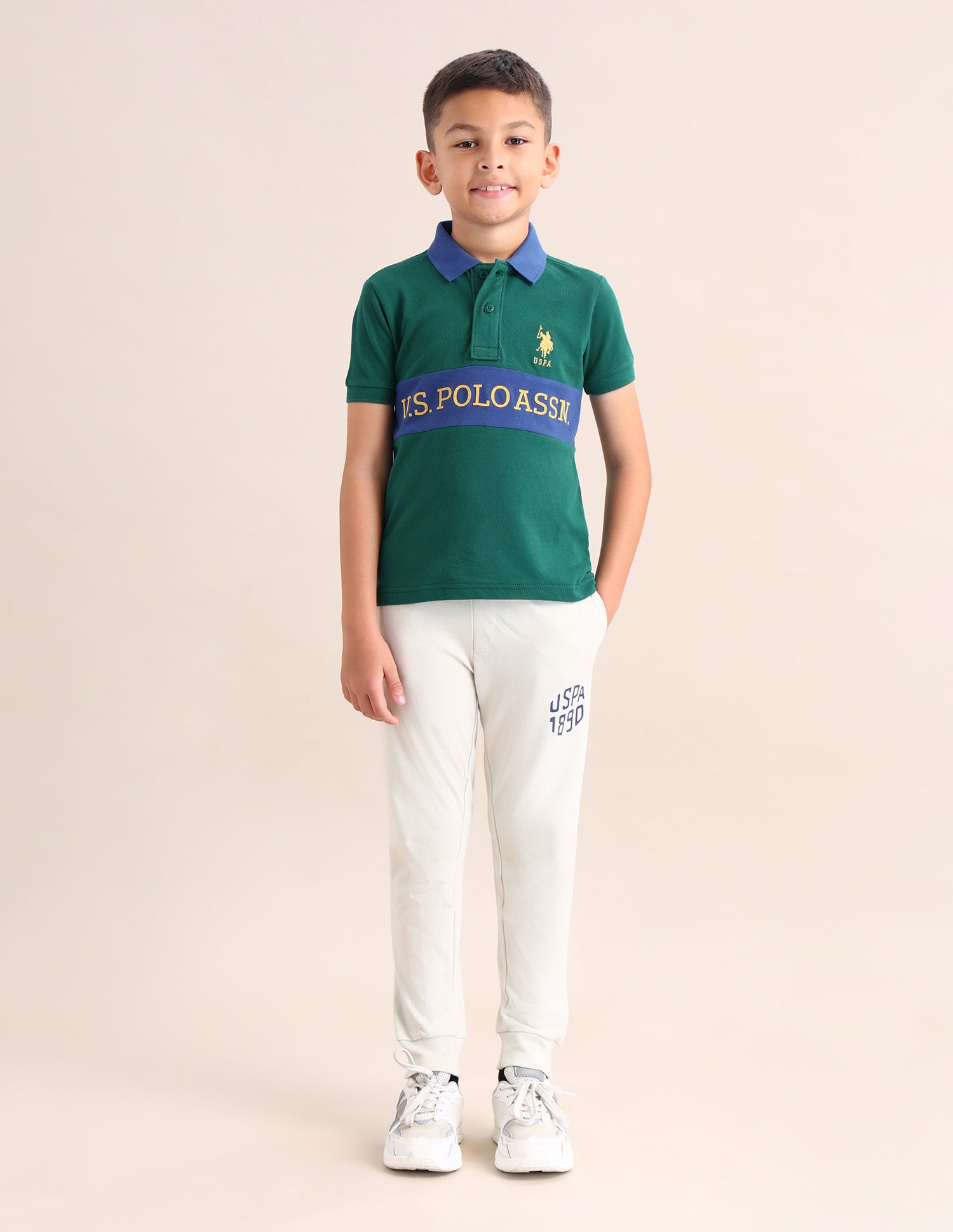 Boys Brand Printed Regular Fit T-Shirt Green - U.S. POLO ASSN. | Large