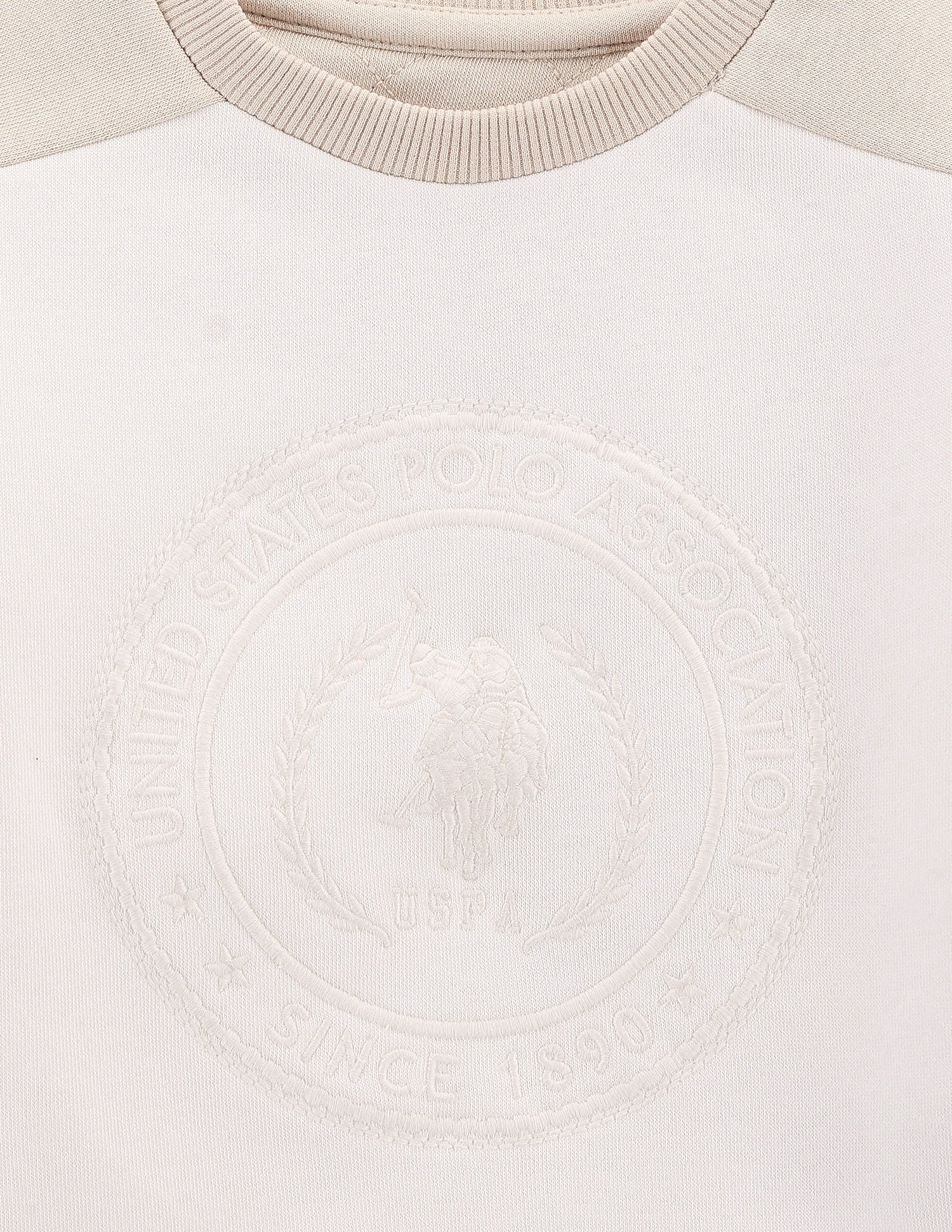 Boys Brand Embroidered Sweatshirt Beige and Ecru - U.S. POLO ASSN. | Large
