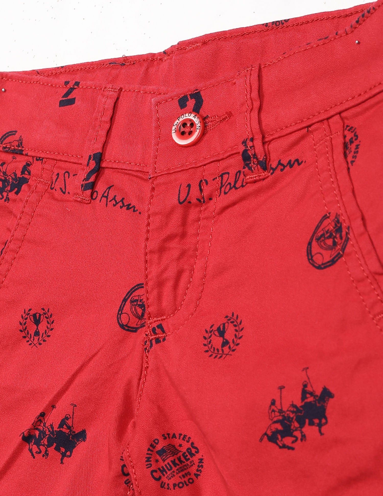 Mid Rise Brand Print Shorts Red - U.S. POLO ASSN. | Large