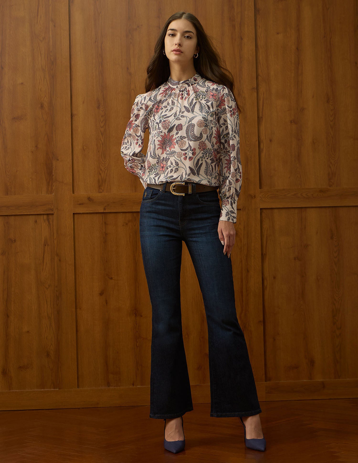 High Neck Floral Printed Top Multi-colour - U.S. POLO ASSN. | Large