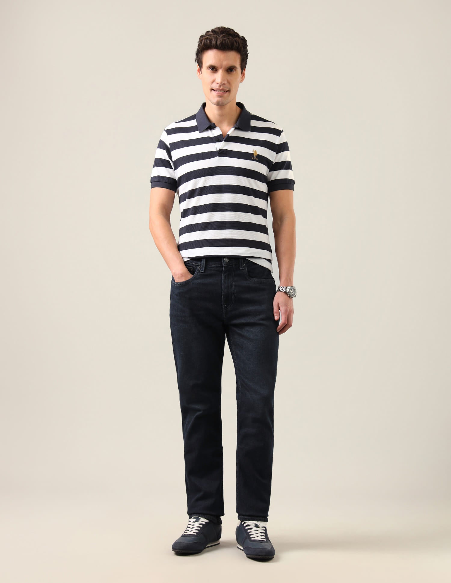 Harold Slim Straight Fit Blue Jeans Blue - U.S. Polo Assn. India | Large