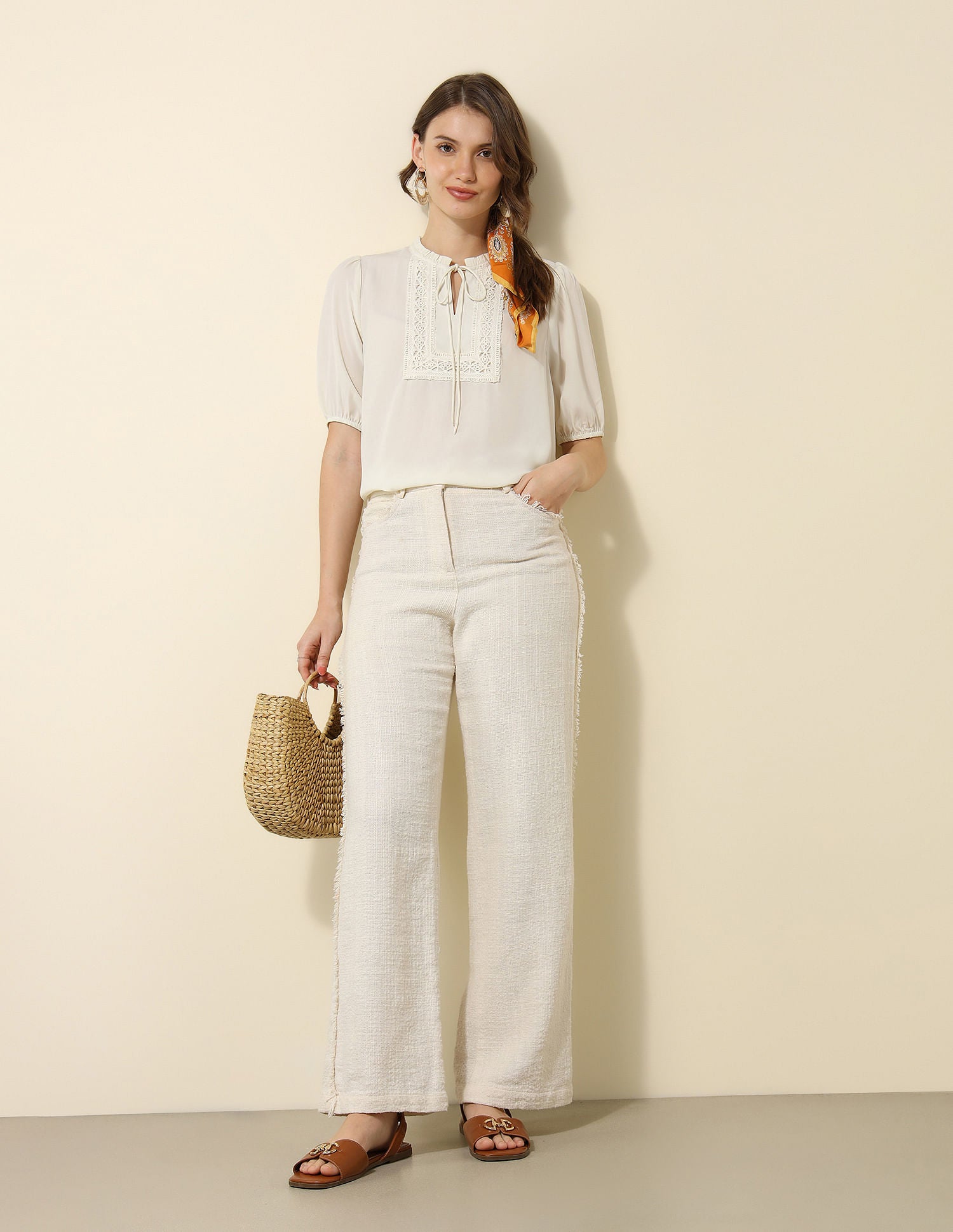 Lace Detail Regular Fit Top Off White - U.S. POLO ASSN. | Large