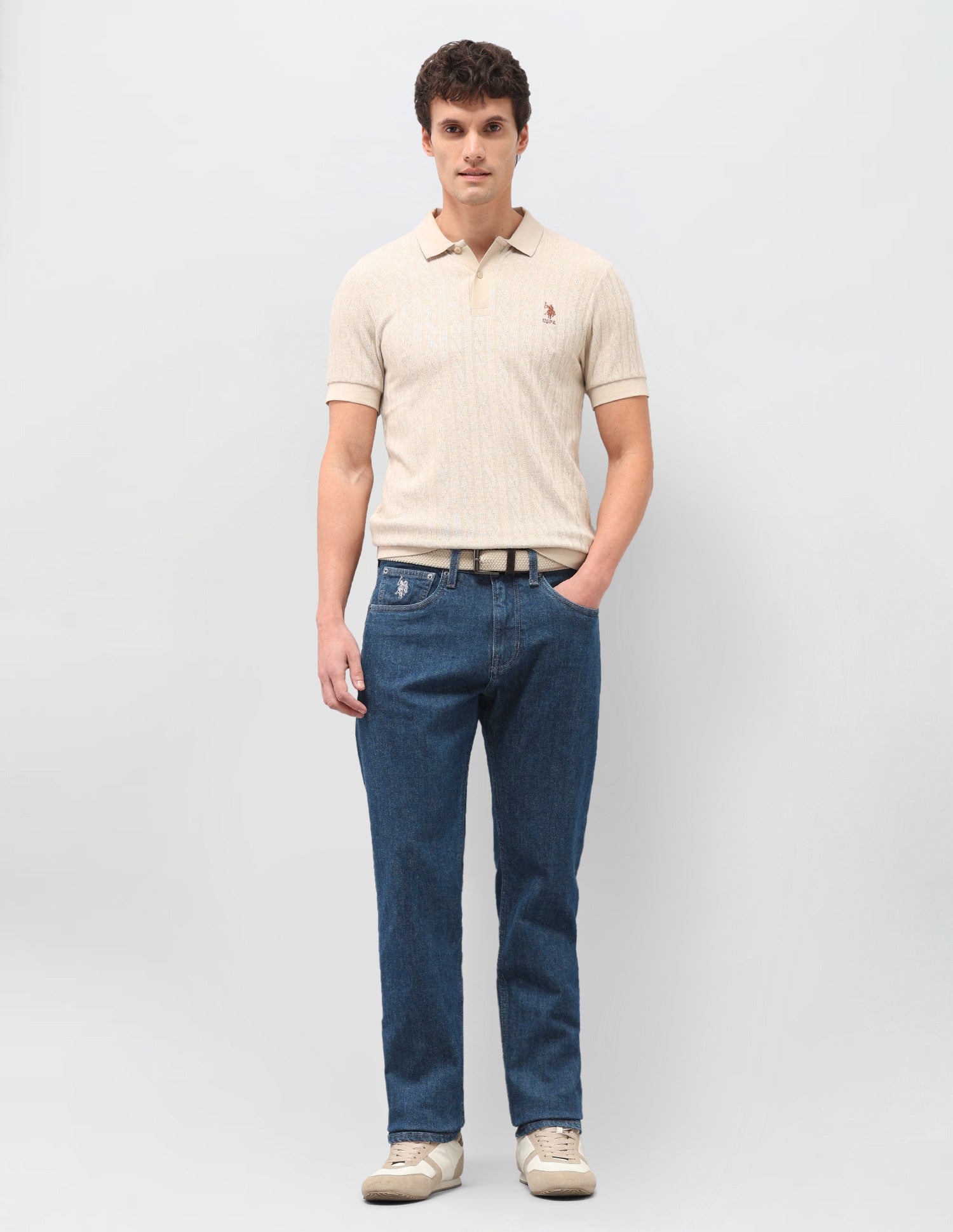 Mason Regular Straight Fit Rinsed Jeans Mid Blue - U.S. Polo Assn. India | Large