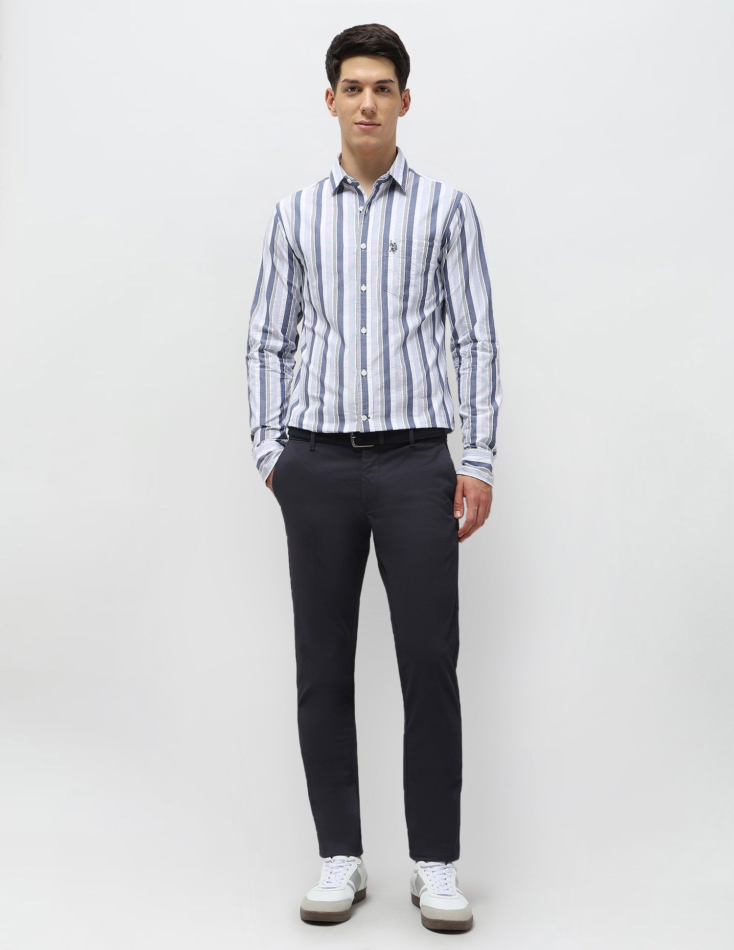 Vertical Striped Seersucker Shirt Blue - U.S. Polo Assn. India | Large