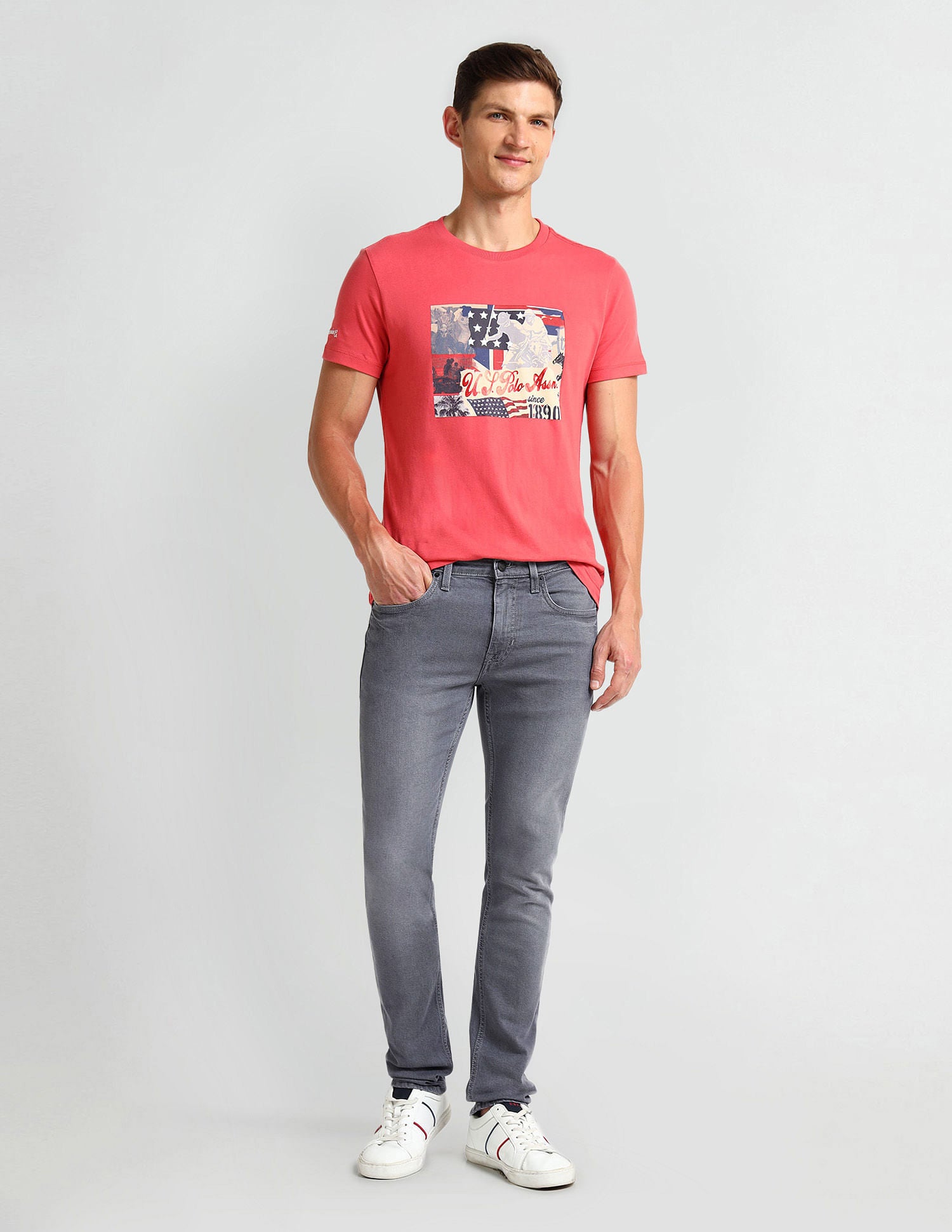 Regallo Skinny Fit Grey Jeans Grey - U.S. Polo Assn. India | Large