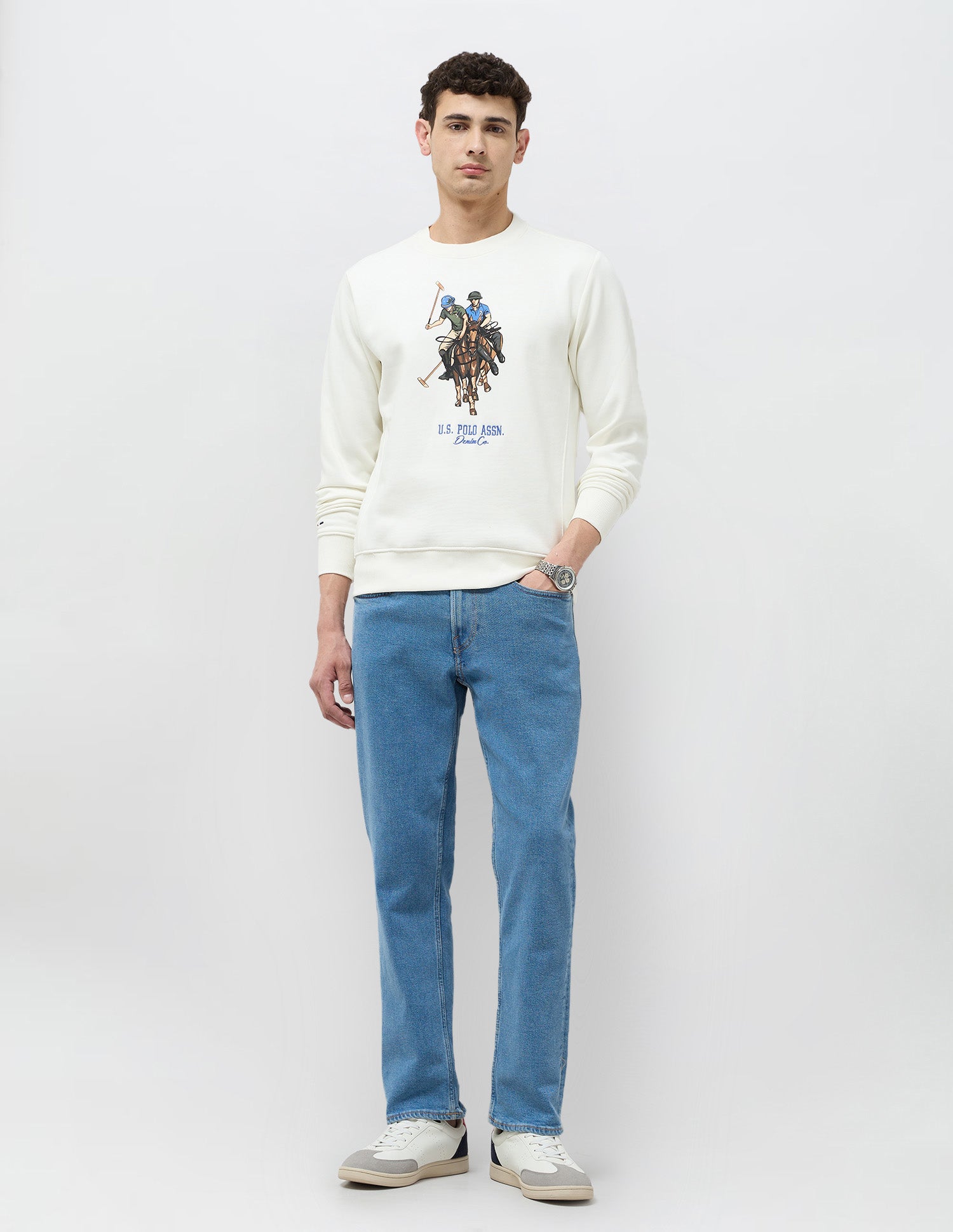 Graphic Brand Printed Sweatshirt Ecru - U.S. POLO ASSN. | Large