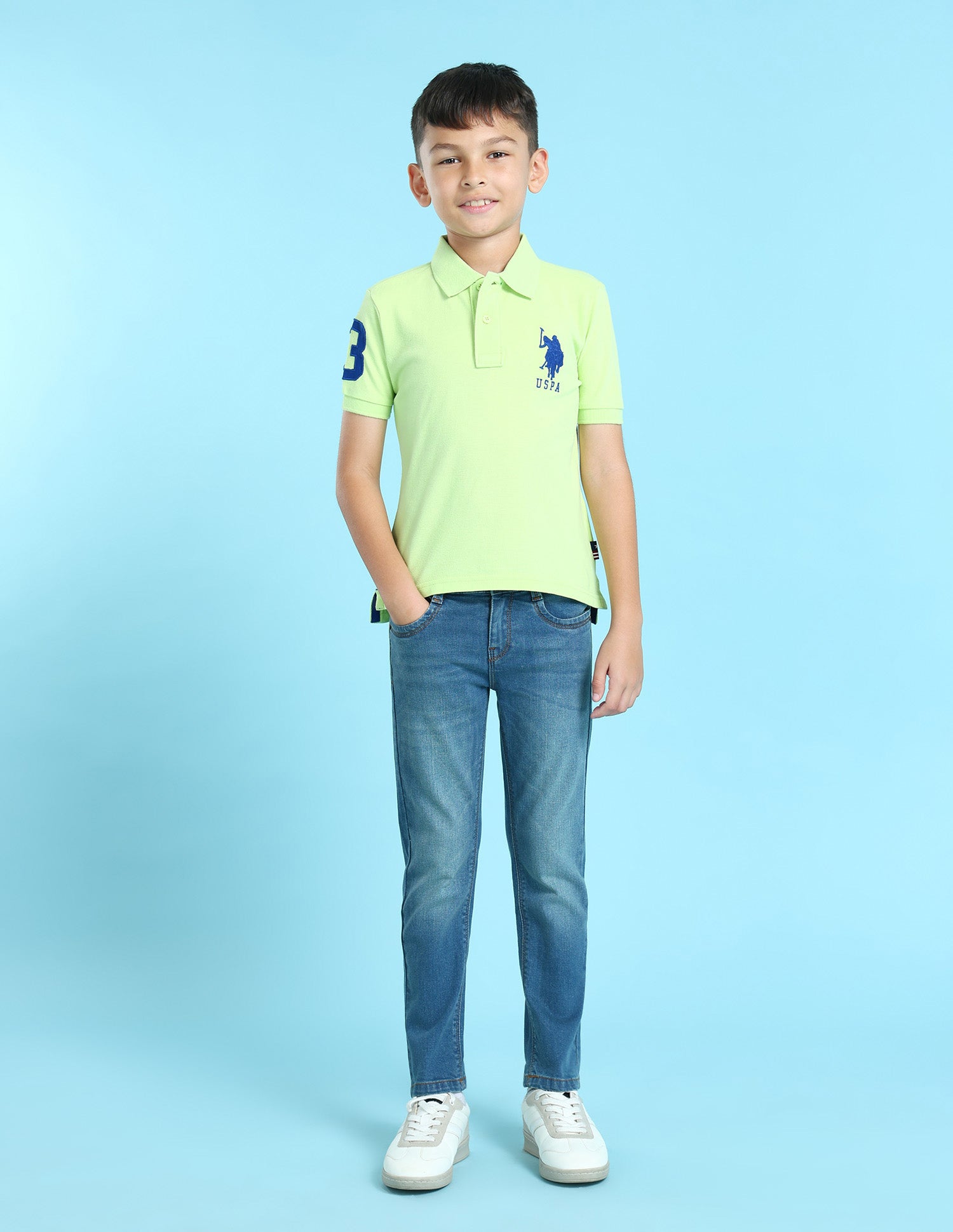 Ribbed Collar Pique Polo Shirt Green - U.S. POLO ASSN. | Large