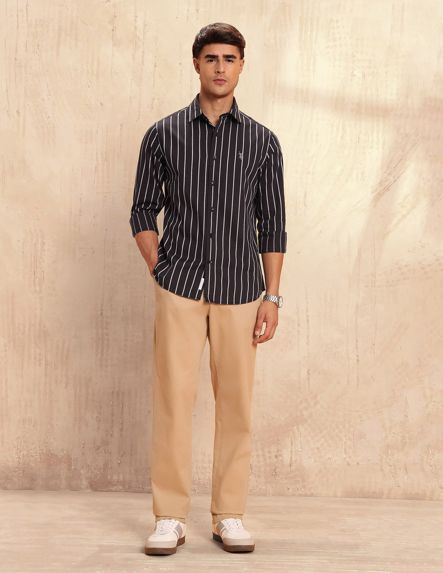 Tailored Fit Vertical Striped Shirt Choco - U.S. POLO ASSN. | Large