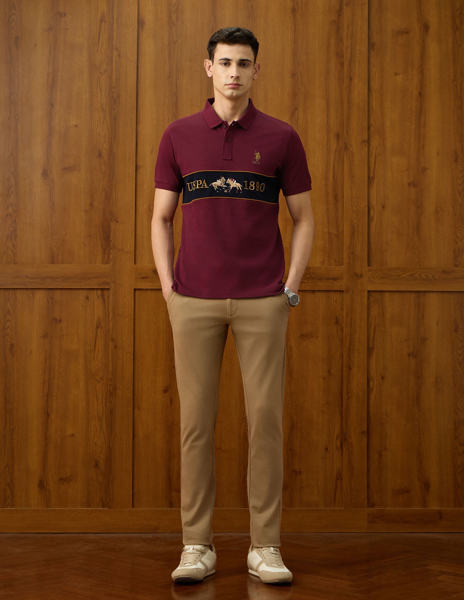 Slim Fit Varsity Theatre Polo Shirt Maroon - U.S. POLO ASSN. | Large