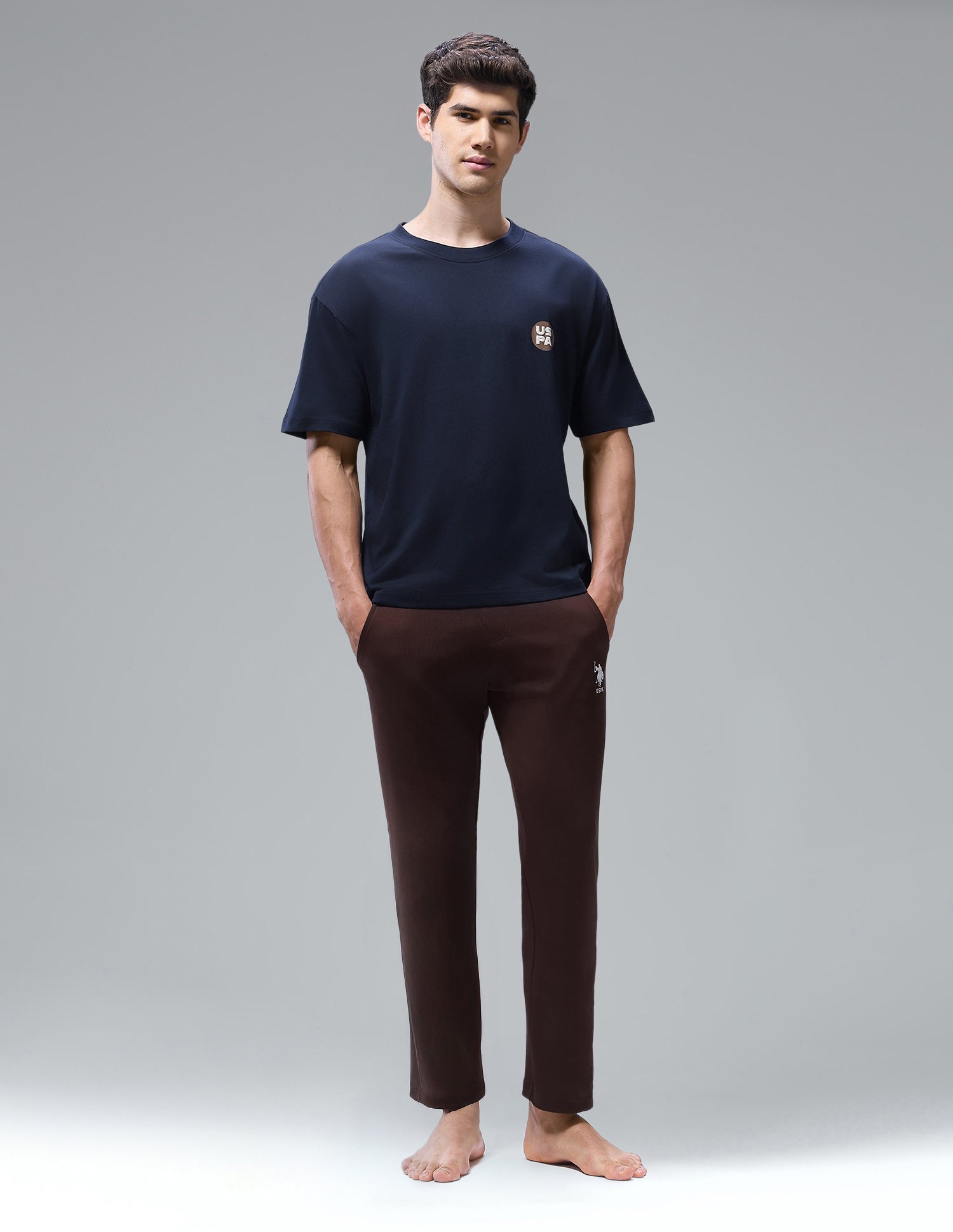 Graphic Printed Oversized Fit Loungewear T-Shirt Navy - U.S. Polo Assn. India | Large