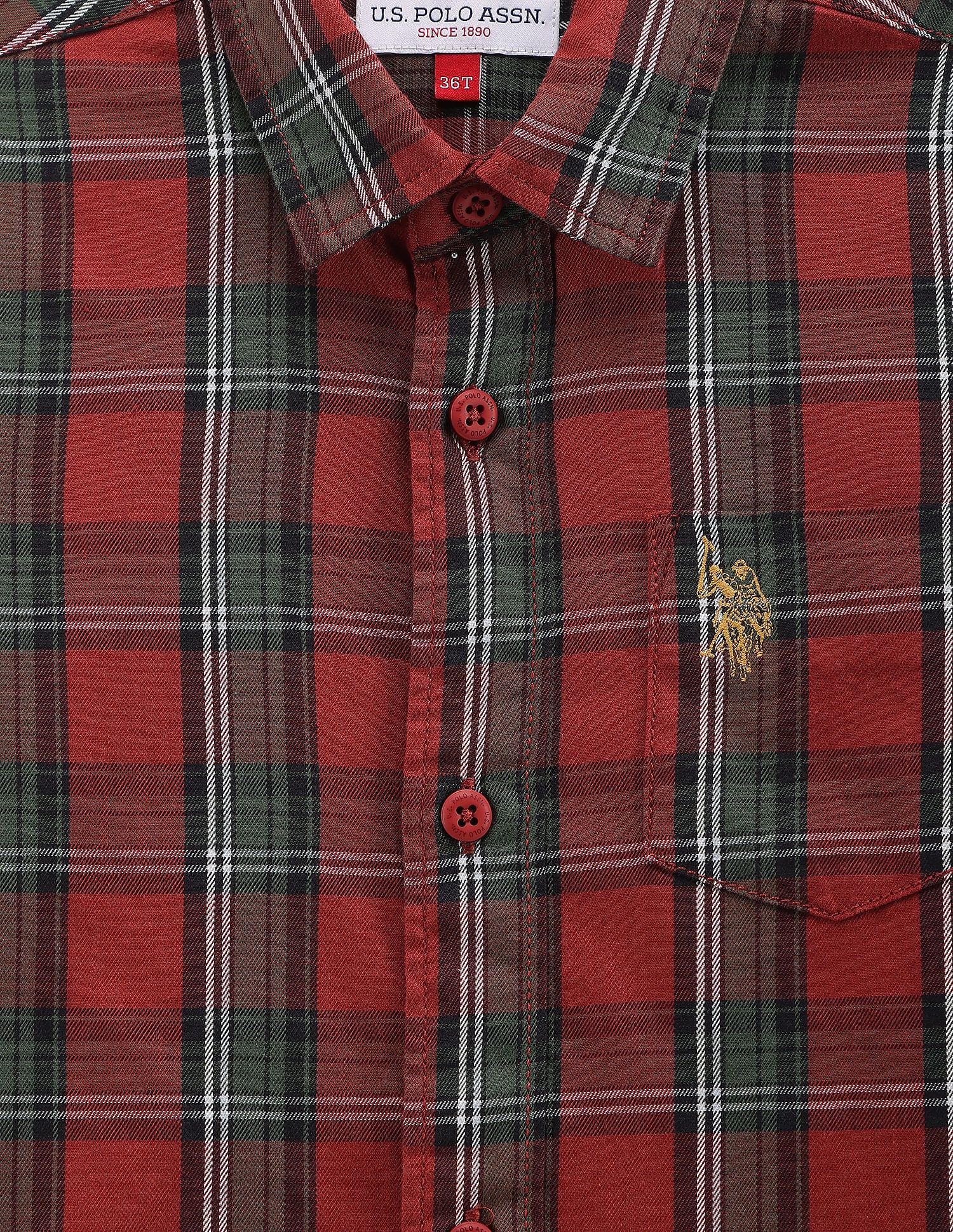 Boys Tartan Check Twill Shirt Rust - U.S. POLO ASSN. | Large