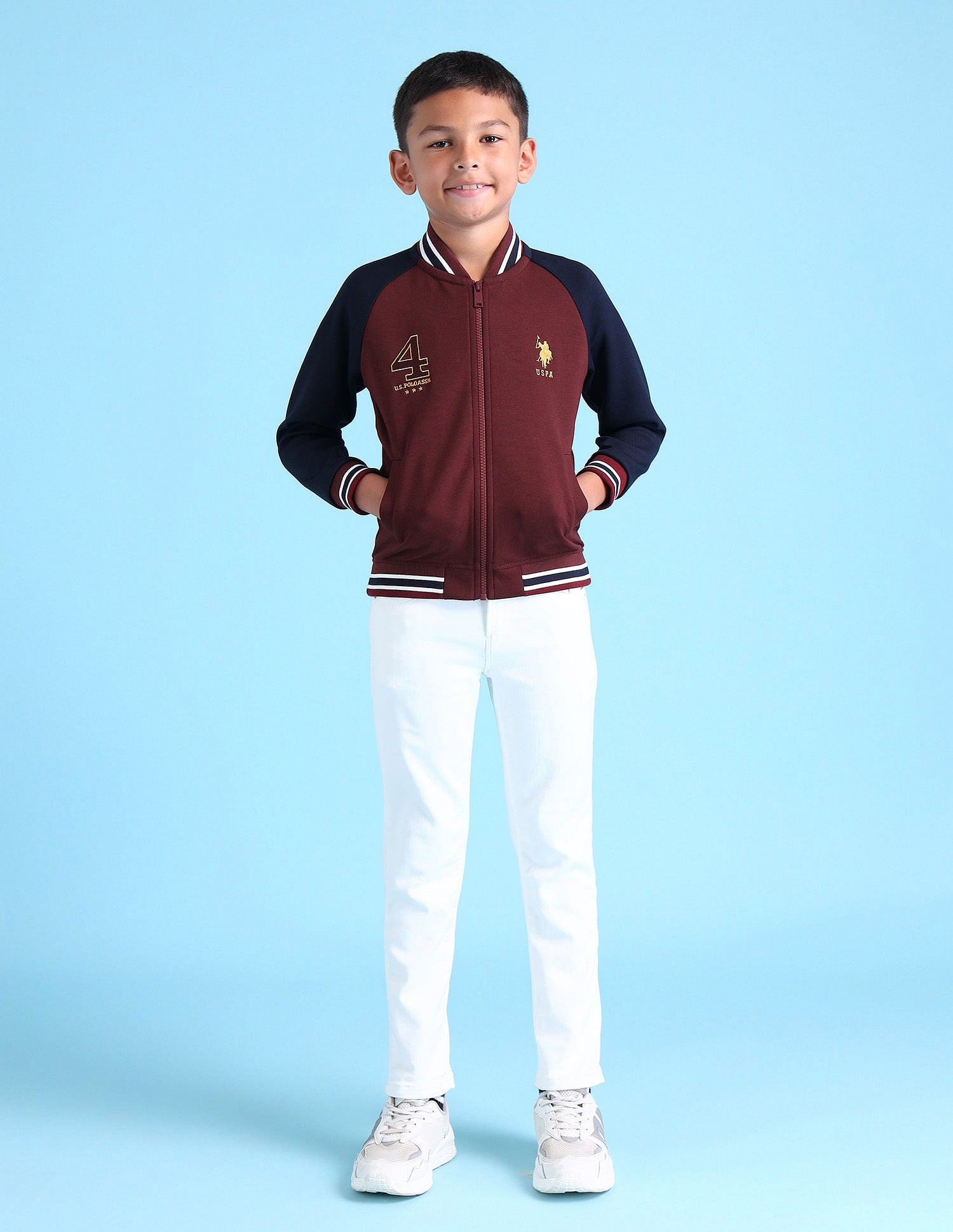 Boys Stand Neck Brand Sweatshirt Maroon - U.S. POLO ASSN. | Large