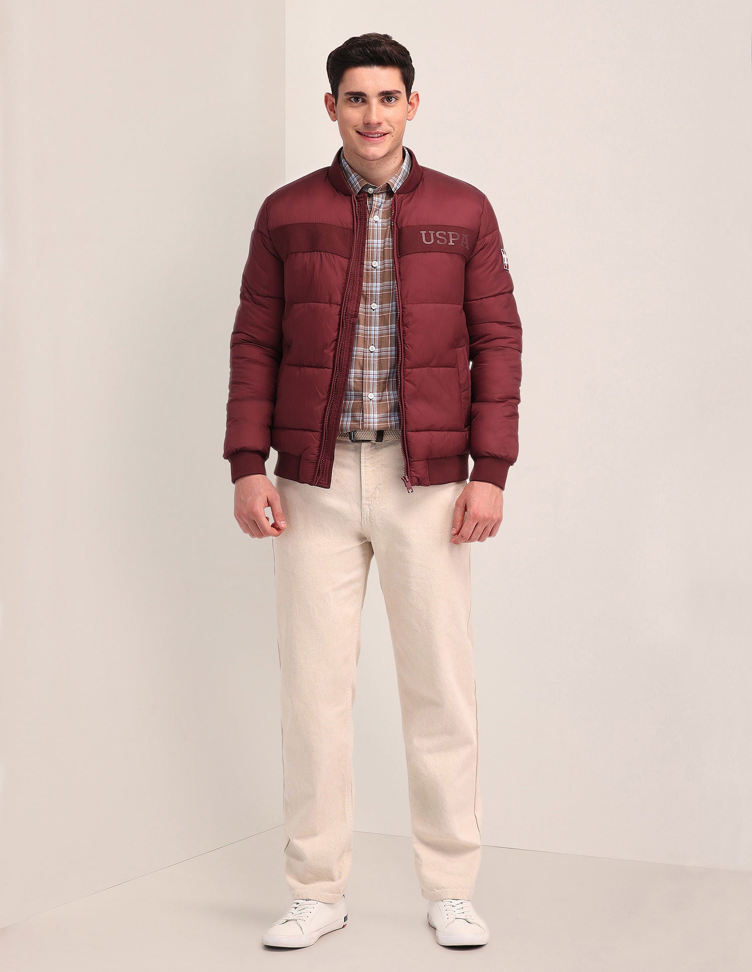 Regular Fit Solid Padded Jacket Red - U.S. POLO ASSN. | Large