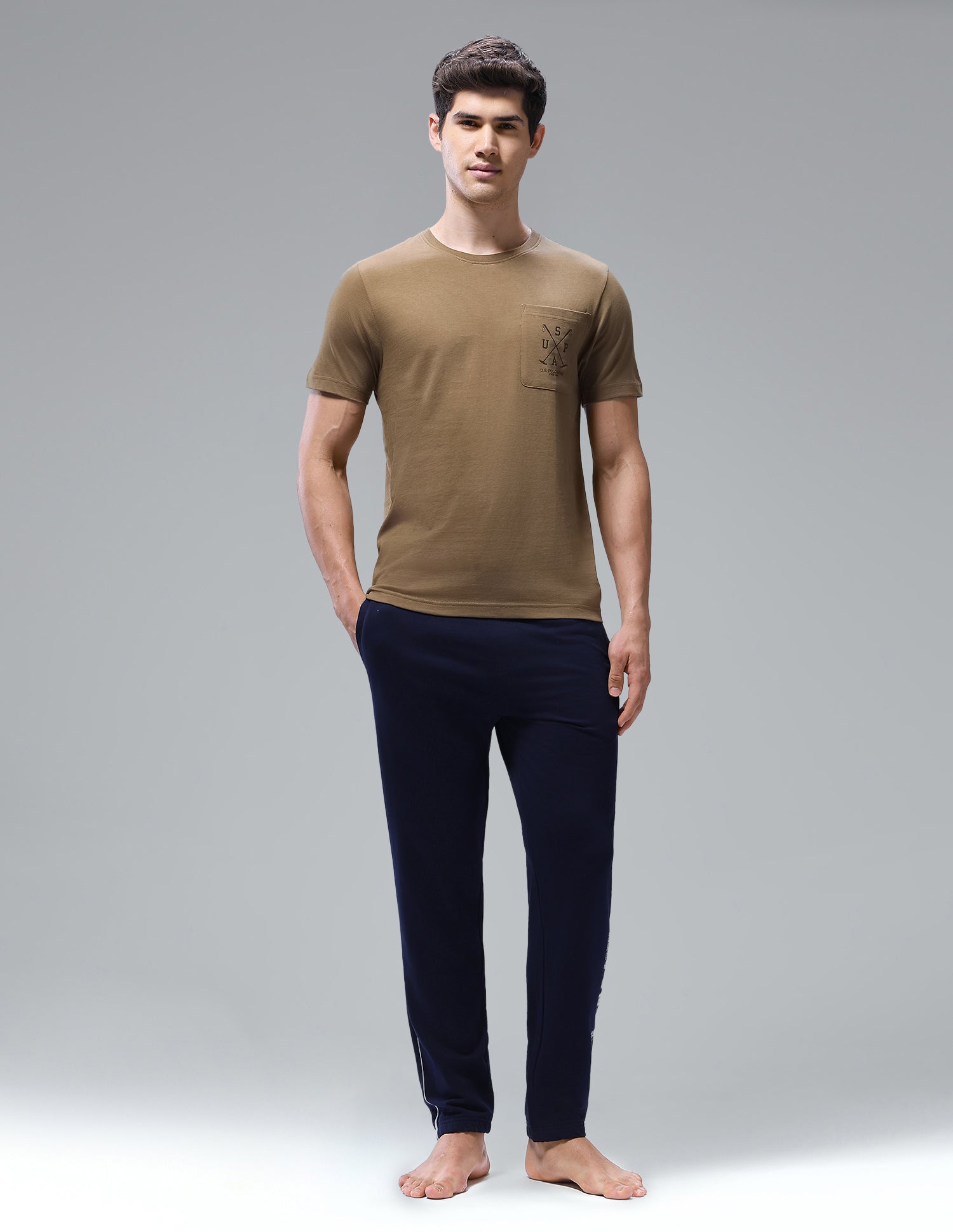 Solid Regular Fit Loungewear T-Shirt Butternut - U.S. Polo Assn. India | Large