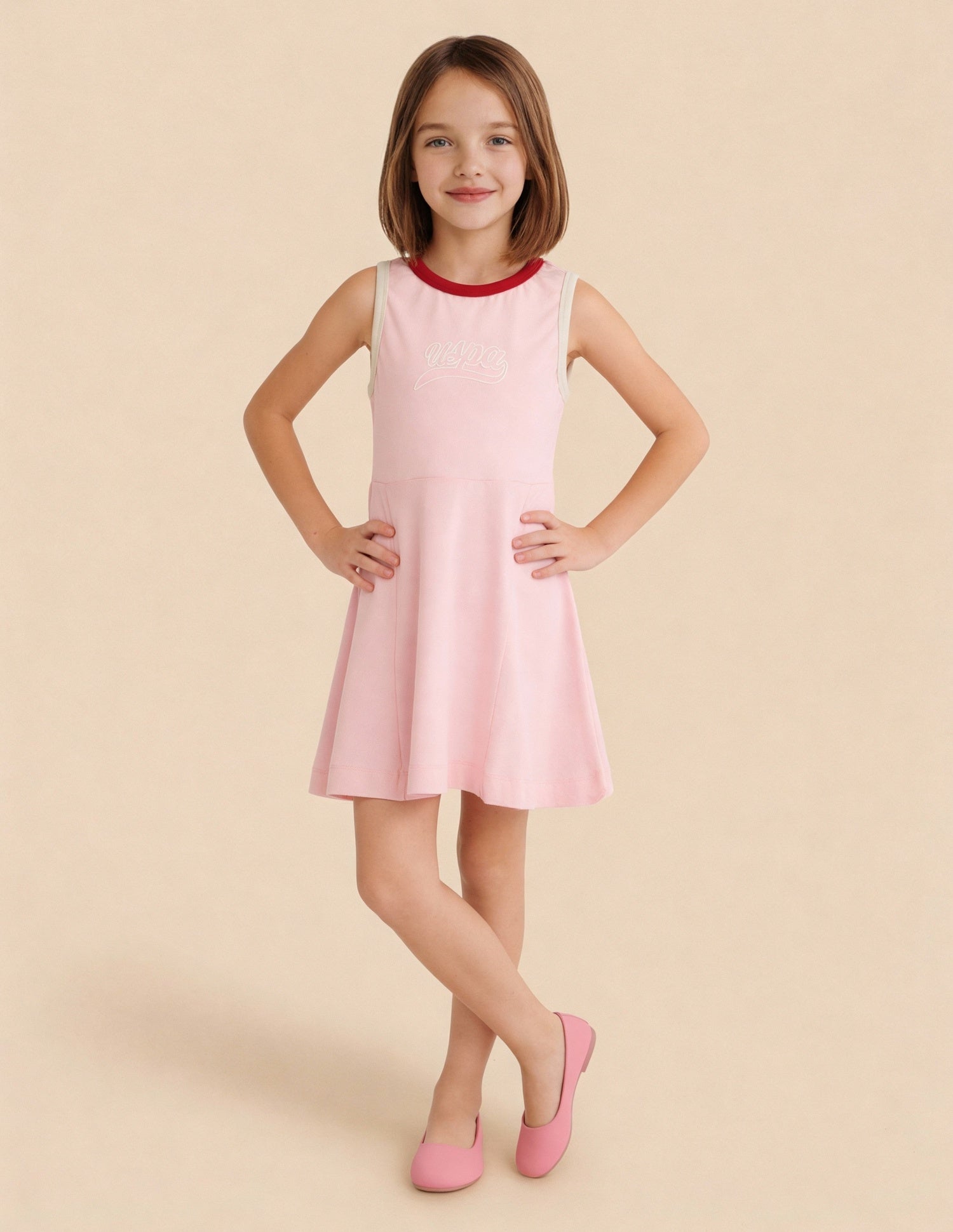 Girls Constrast Rib Skater Dress Pink - U.S. Polo Assn. India | Large