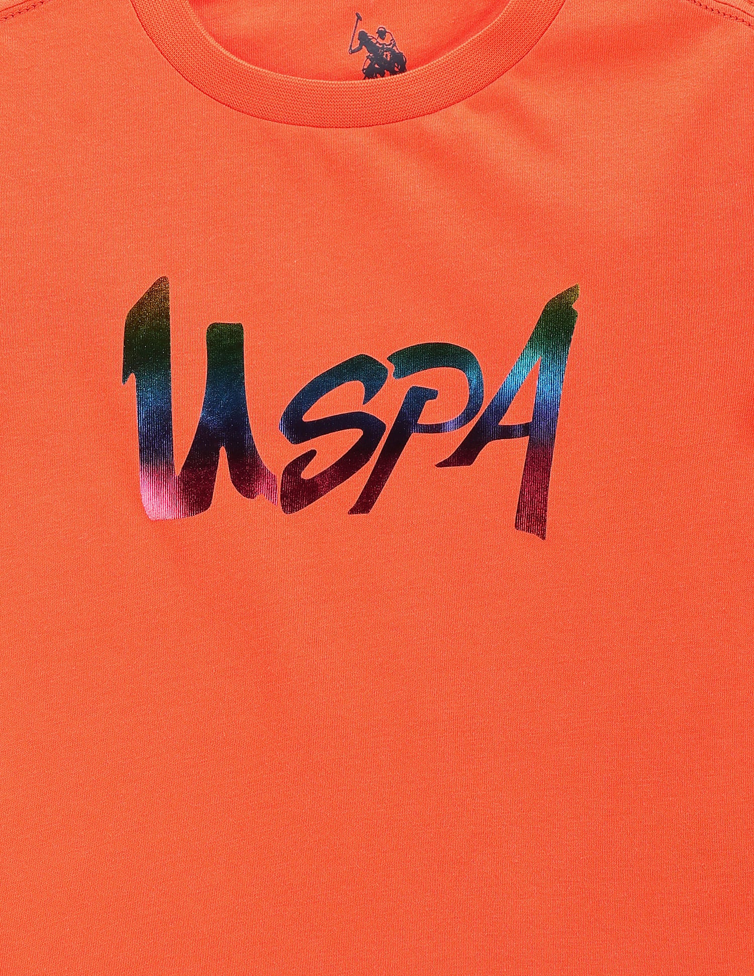 Boys Brand Print Cotton T-Shirt Orange - U.S. POLO ASSN. | Large