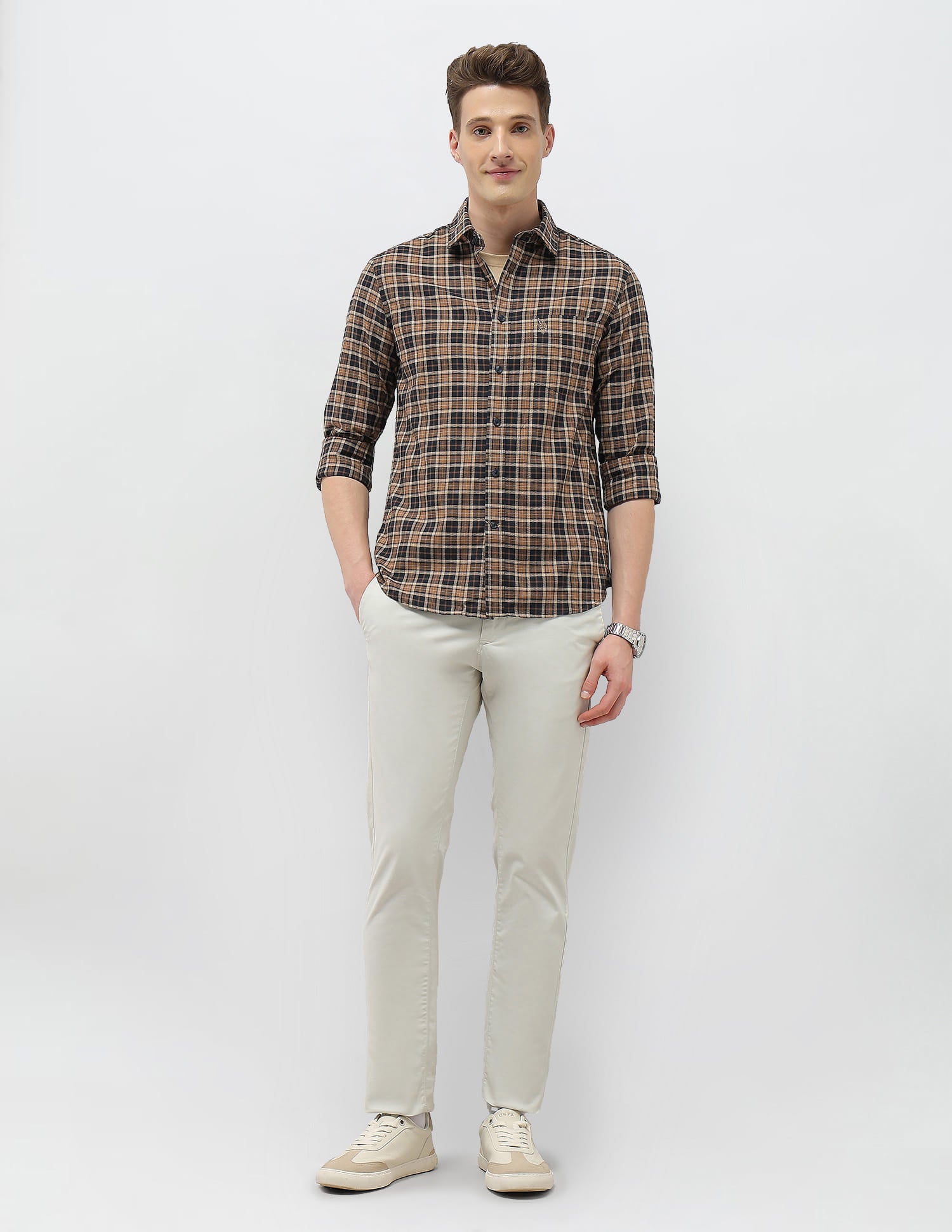 Plaid Checked Sotogrande Shirt Brown - U.S. Polo Assn. India | Large
