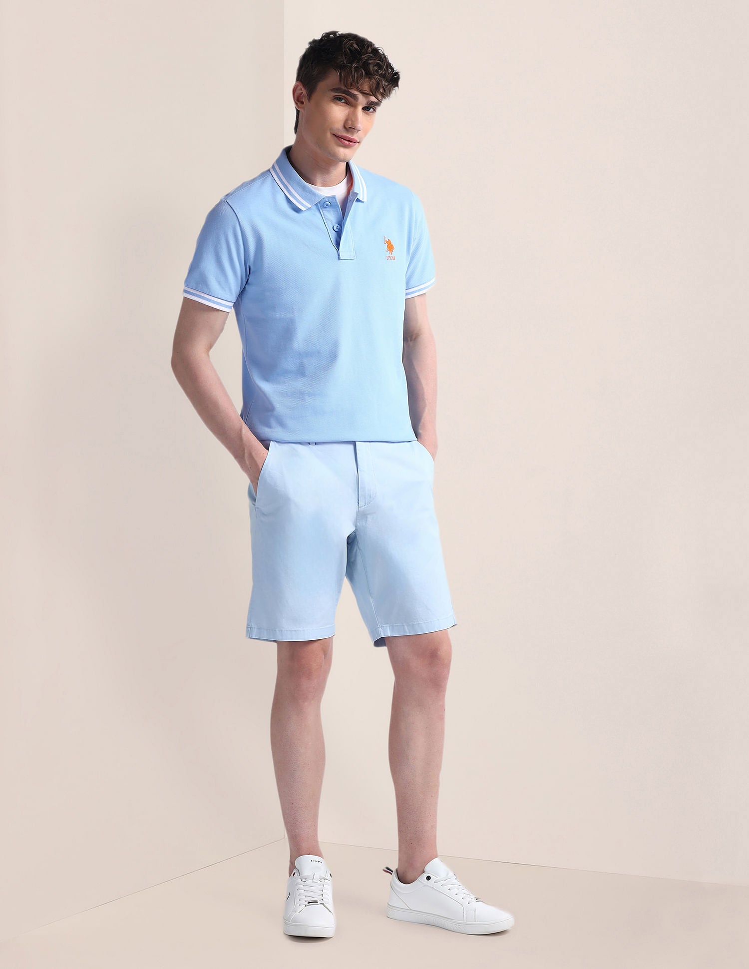 Short Sleeve Slim Fit Logo Polo Shirt Light Blue - U.S. POLO ASSN. | Large