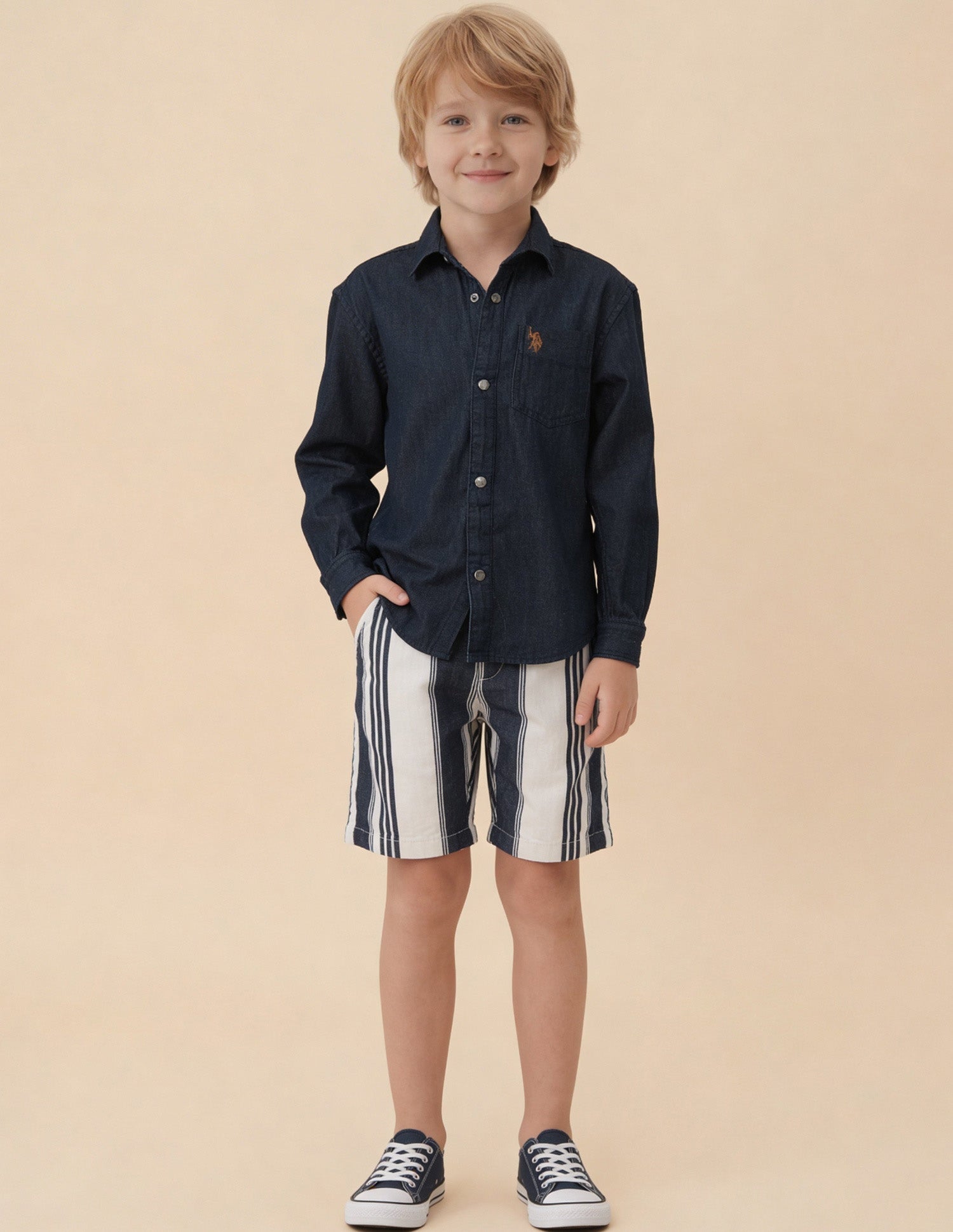 Solid Twill Weave Shirt Indigo - U.S. Polo Assn. India | Large